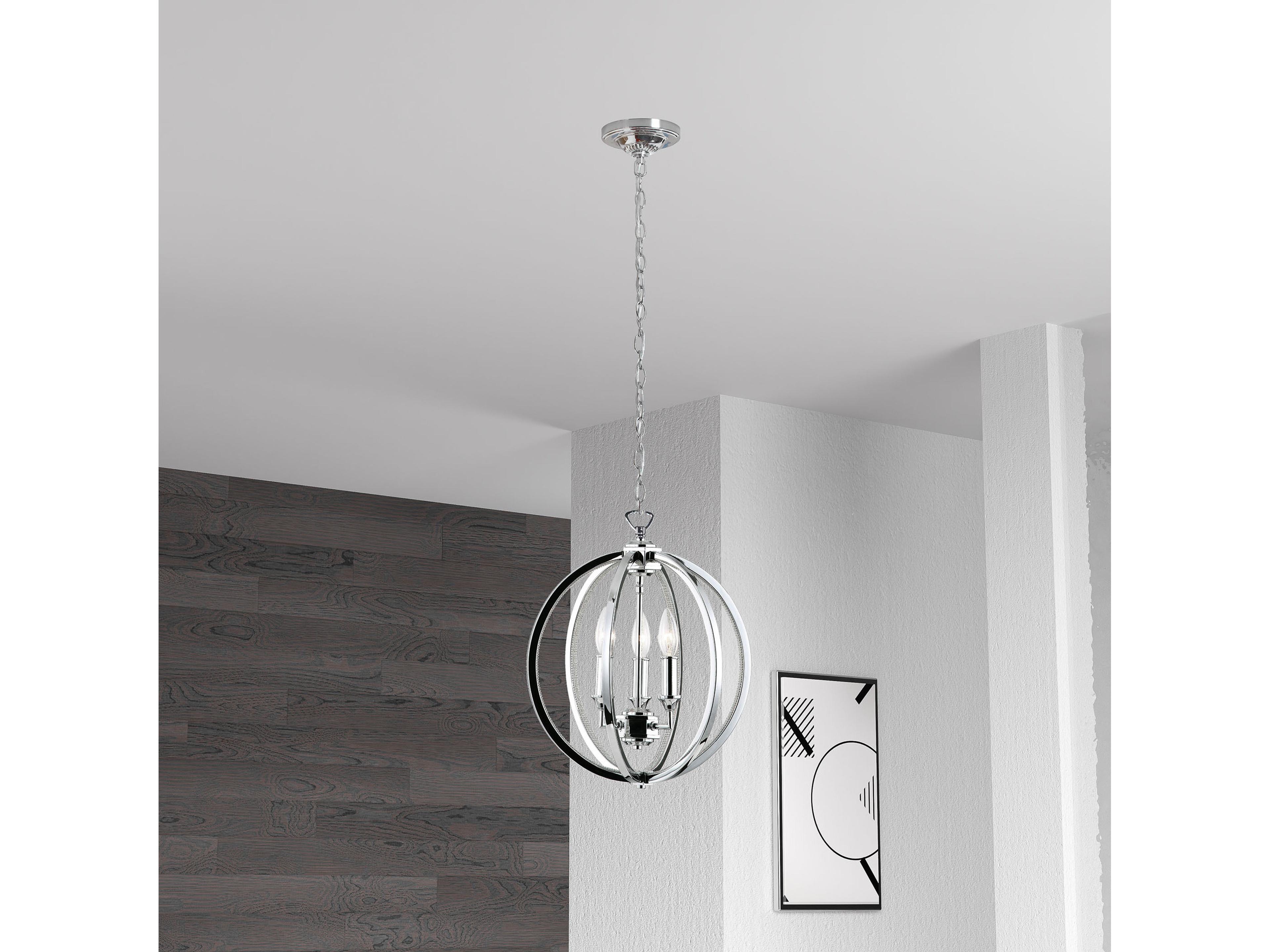 Dainolite Karland 3-Light Polished Chrome Vintage Bronze Globe Chandelier