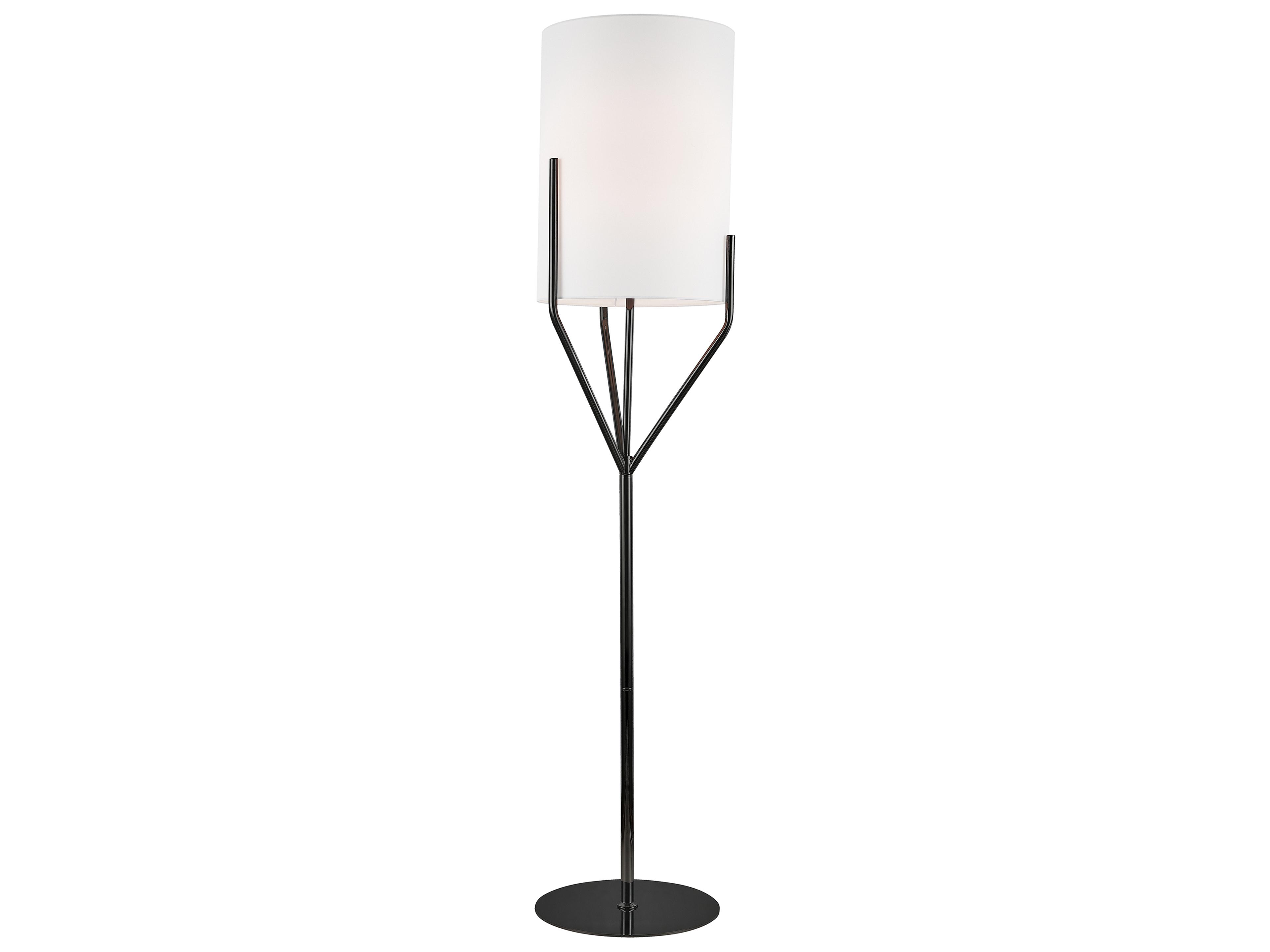 Dainolite Khloe Matte Black White Fabric Floor Lamp