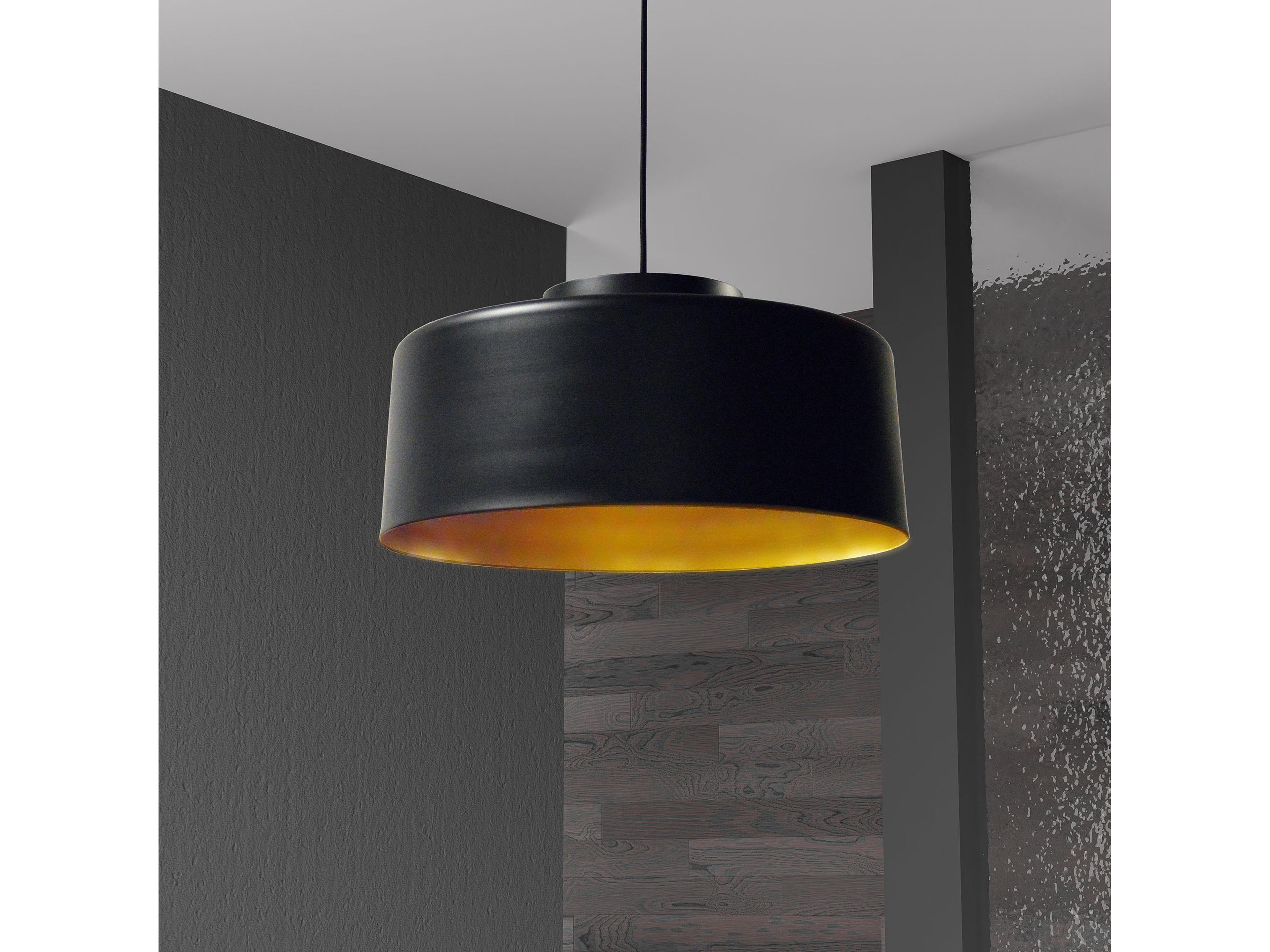 Dainolite Kup 1-Light Black Gold Drum Pendant