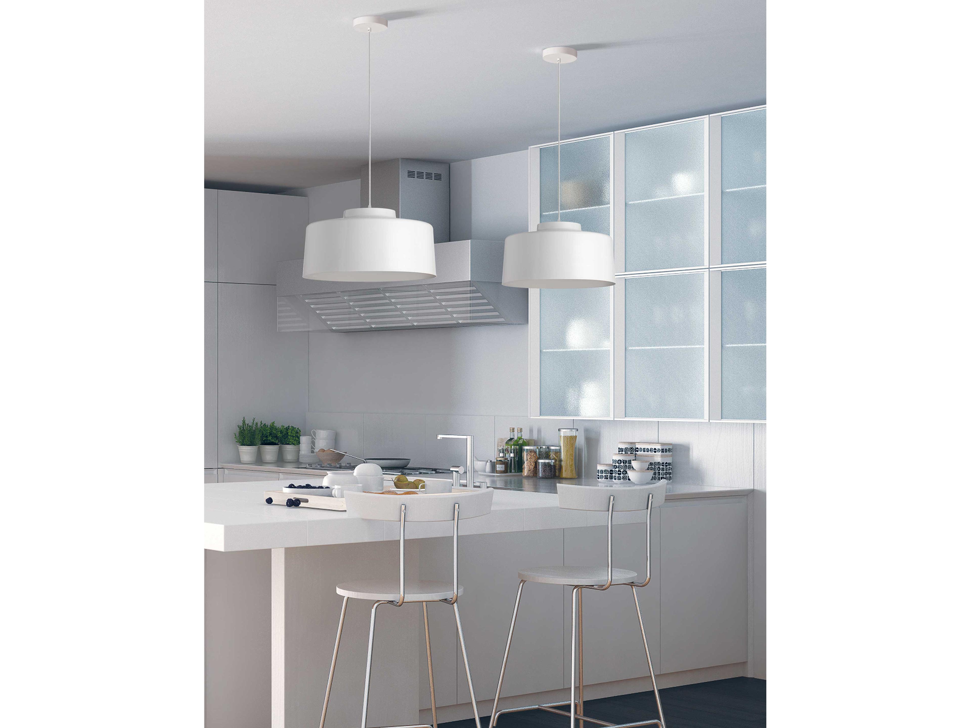 Dainolite Kup 1-Light White Drum Pendant