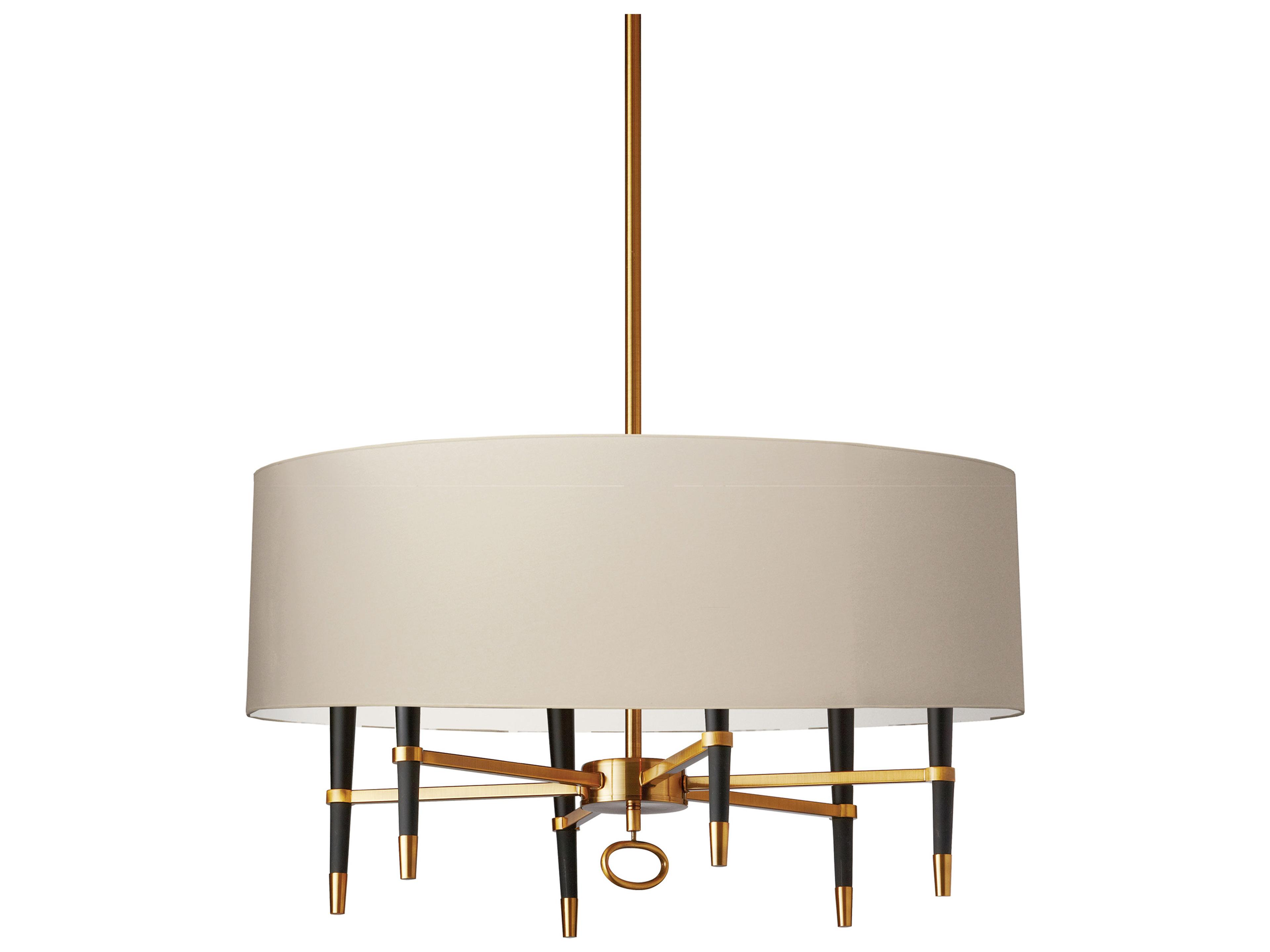 Langford 6-Light Vintage Bronze Cream Black Drum Chandelier