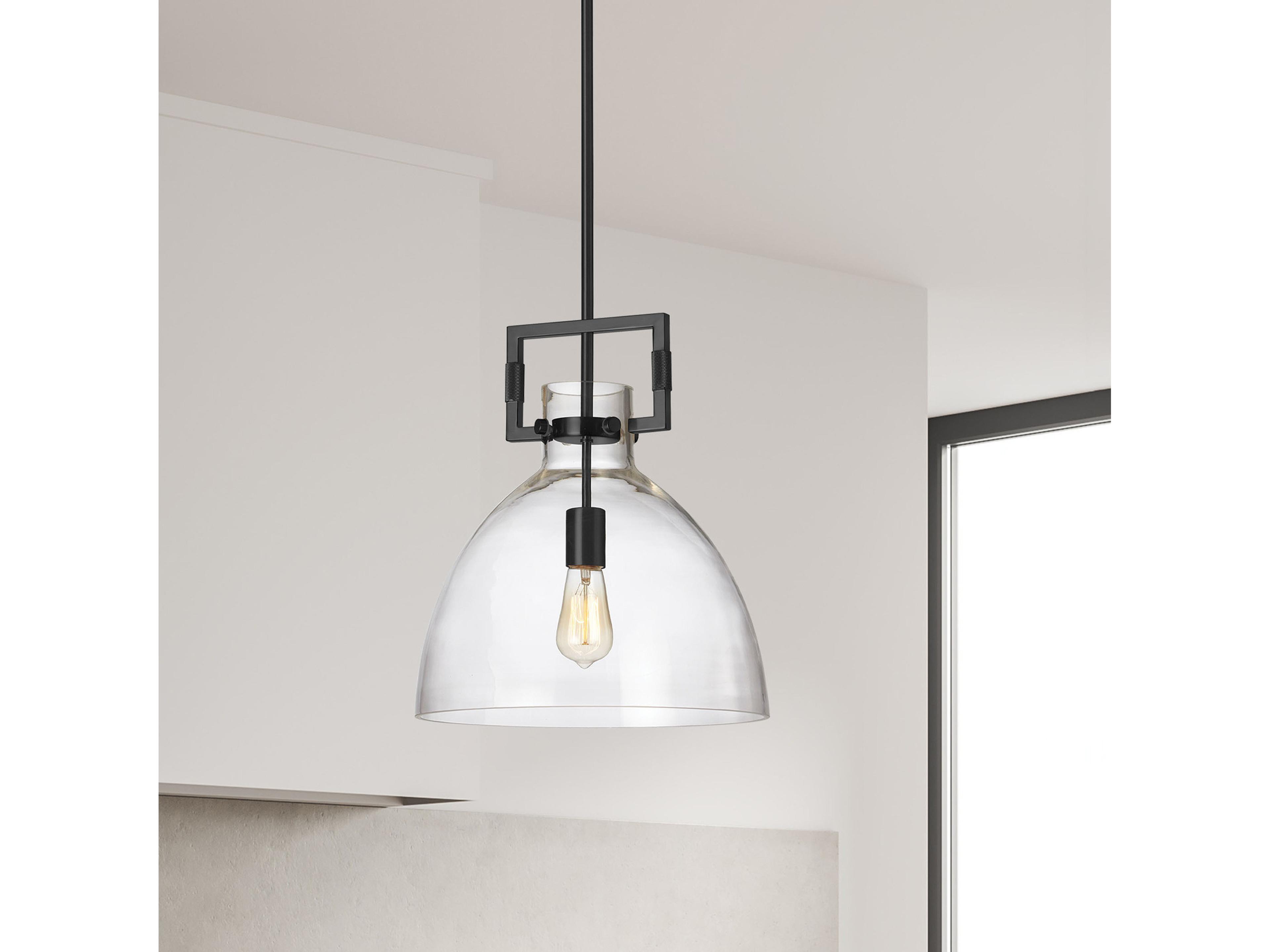 Dainolite Liberty 1-Light Matte Black Dome Pendant