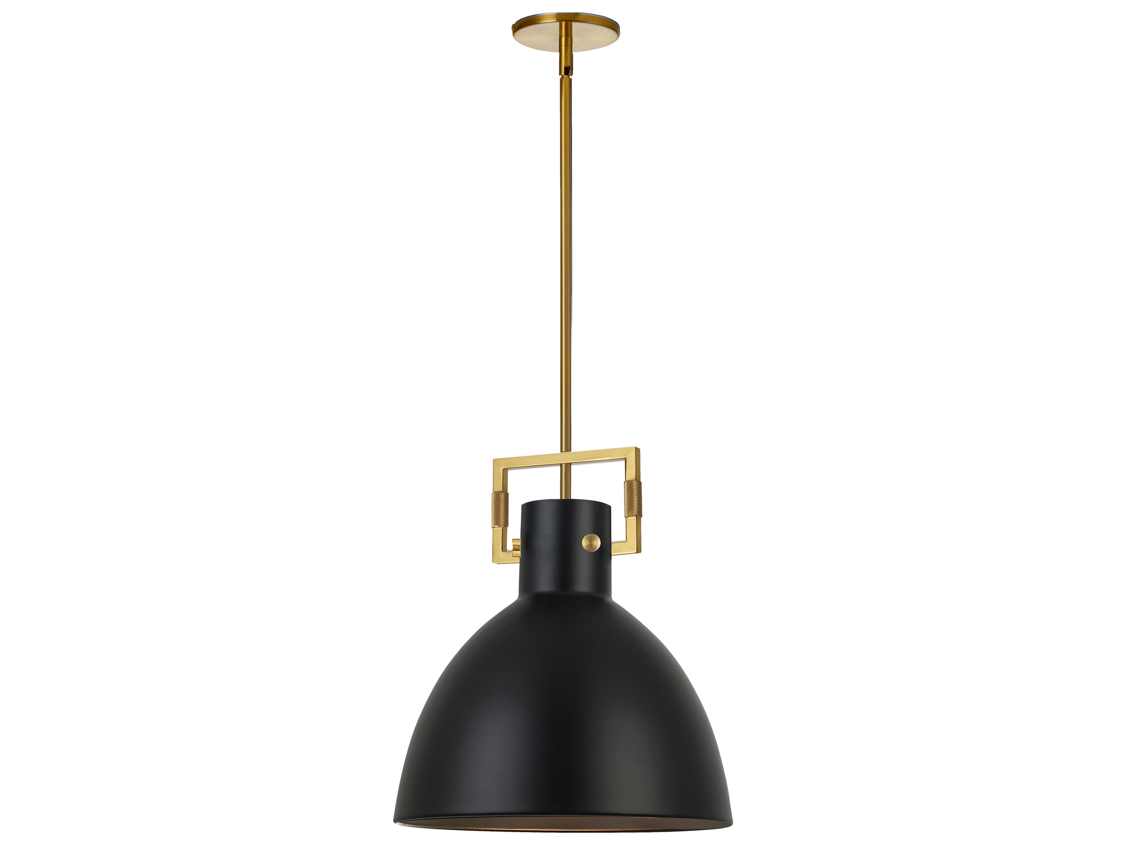 Liberty 1-Light Matte Black Aged Brass Dome Pendant