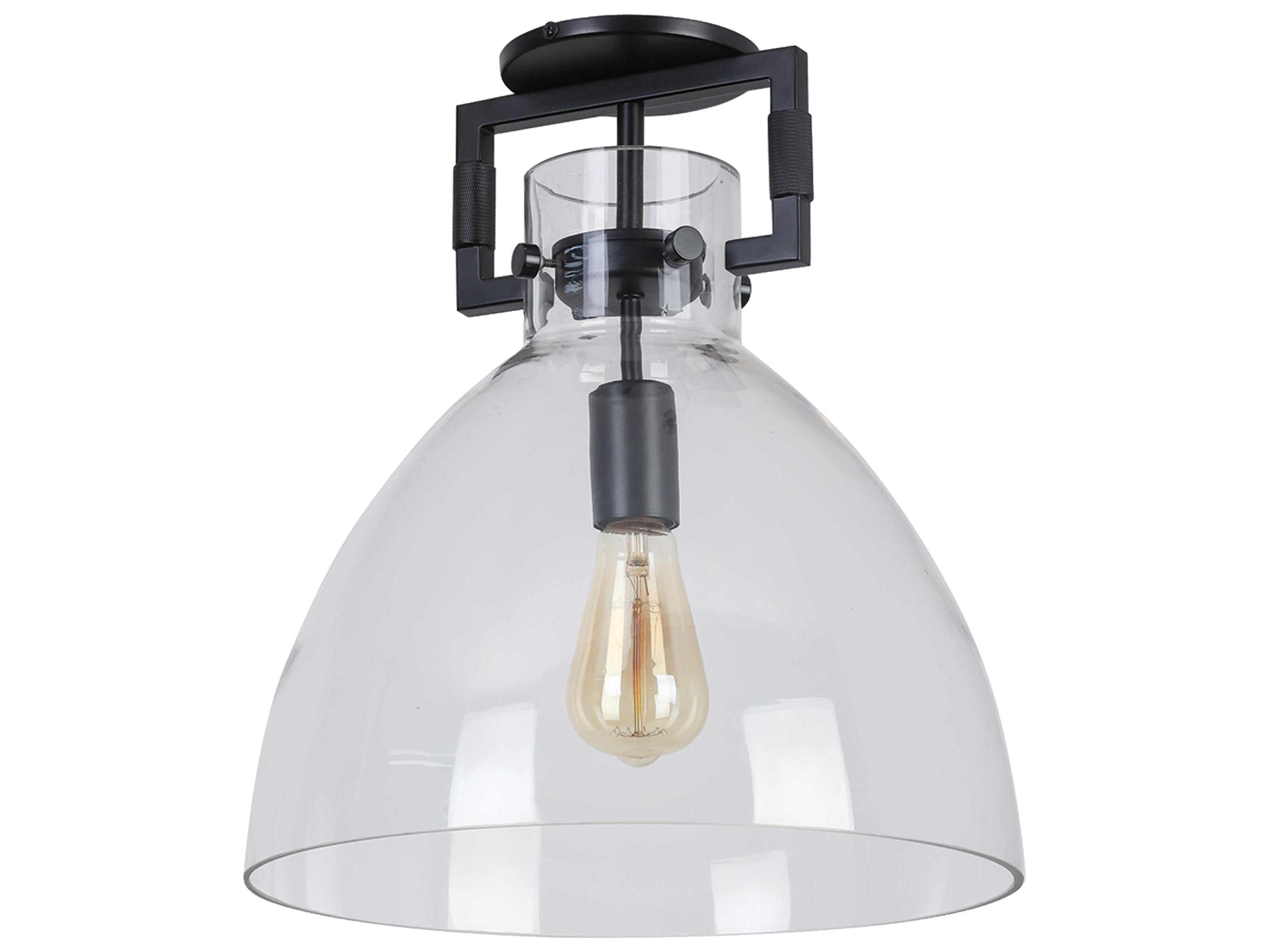 Liberty 1-Light Matte Black Dome Semi Flush Mount