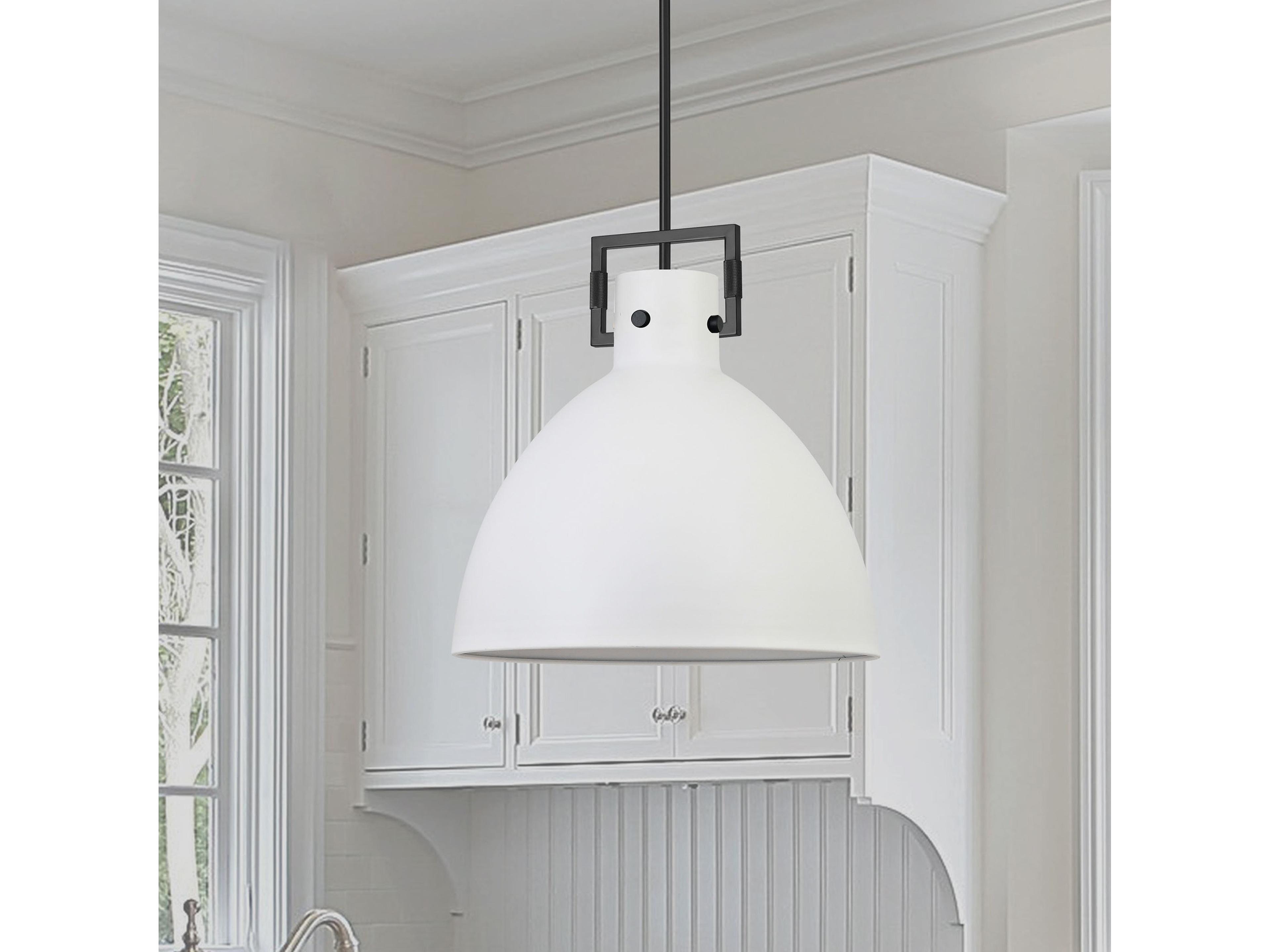 Dainolite Liberty 1-Light Matte White Black Dome Pendant