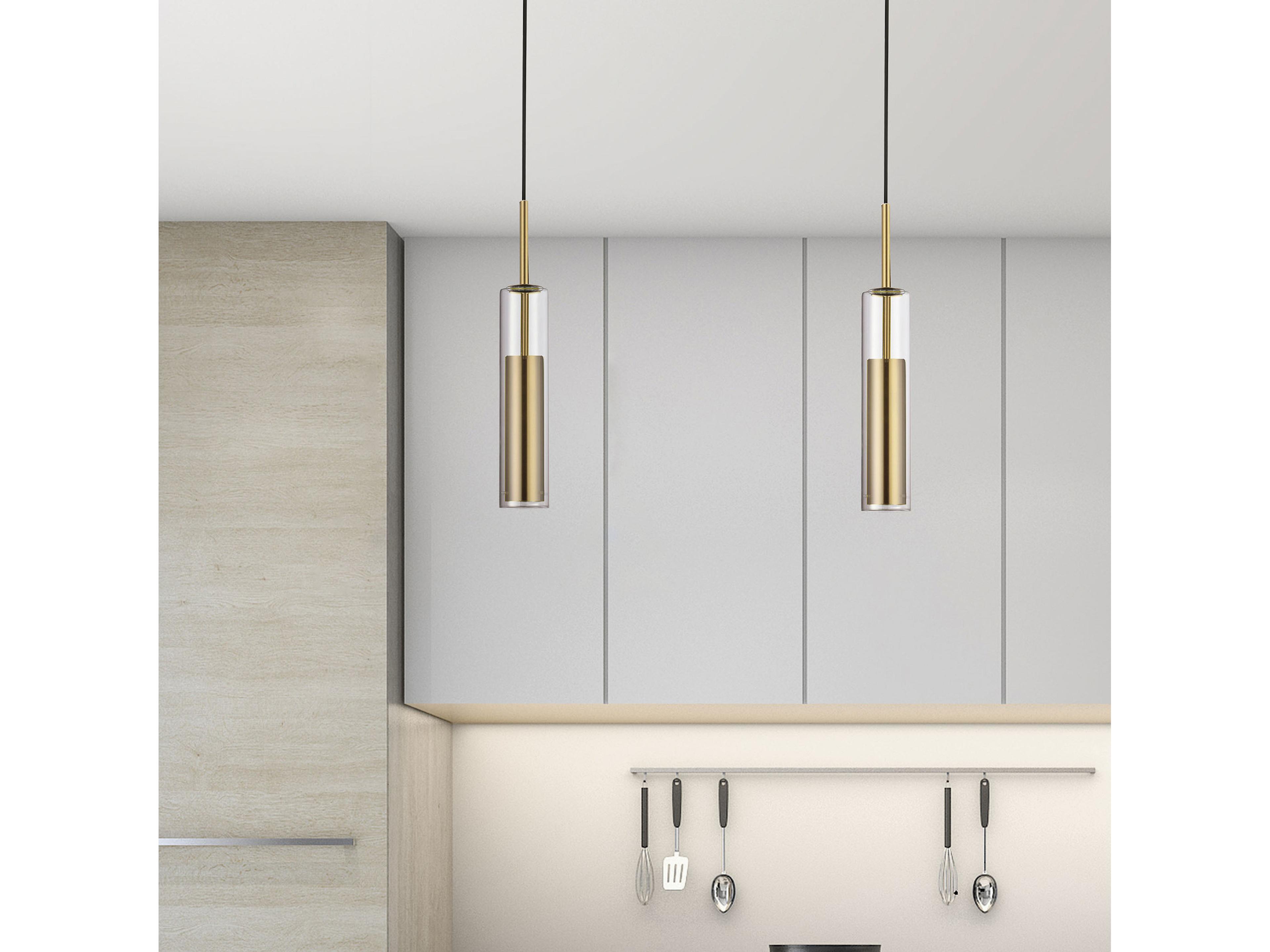 Dainolite Luna 1-Light Aged Brass Cylinder Mini Pendant