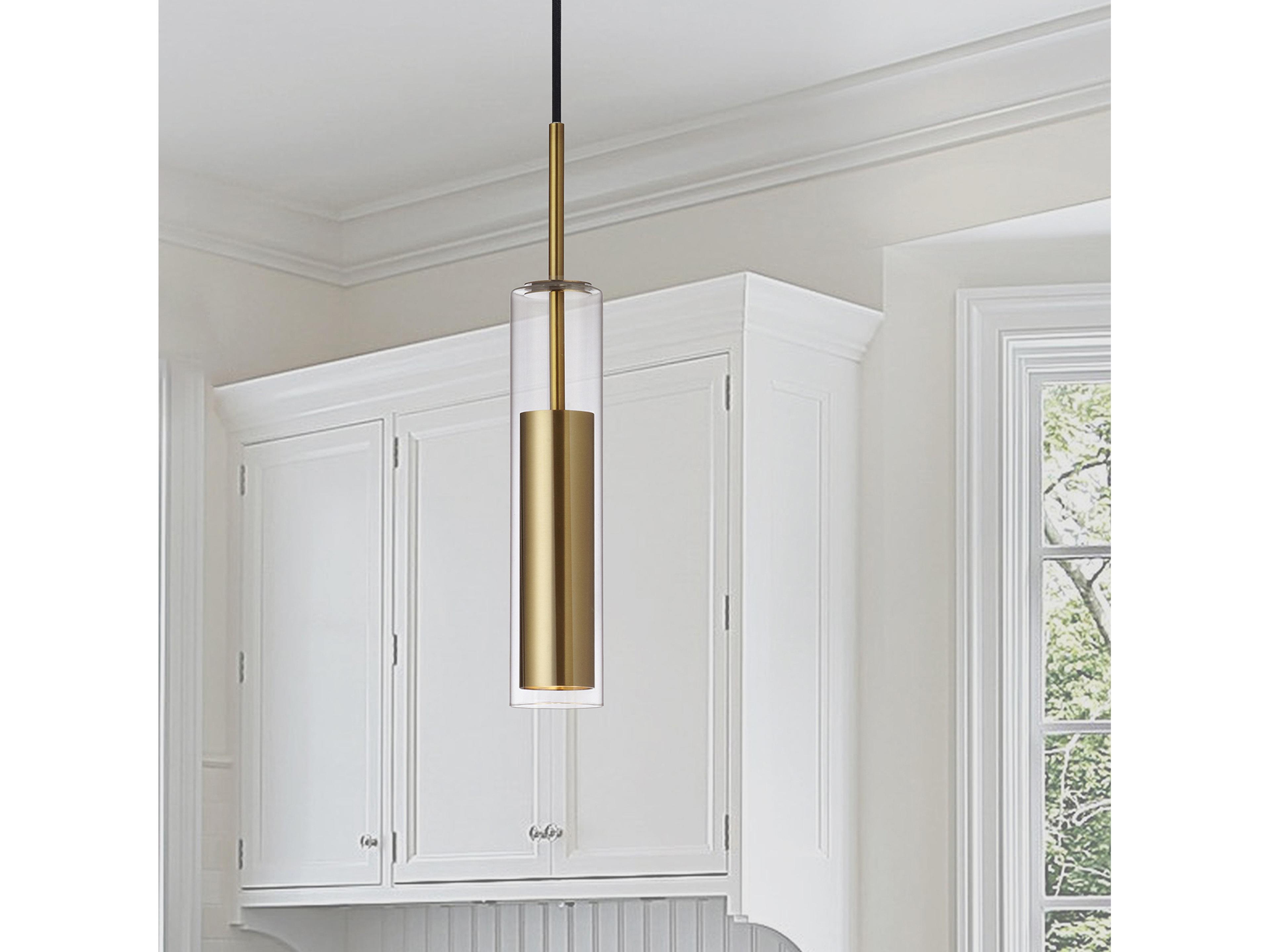 Dainolite Luna 1-Light Aged Brass Cylinder Mini Pendant