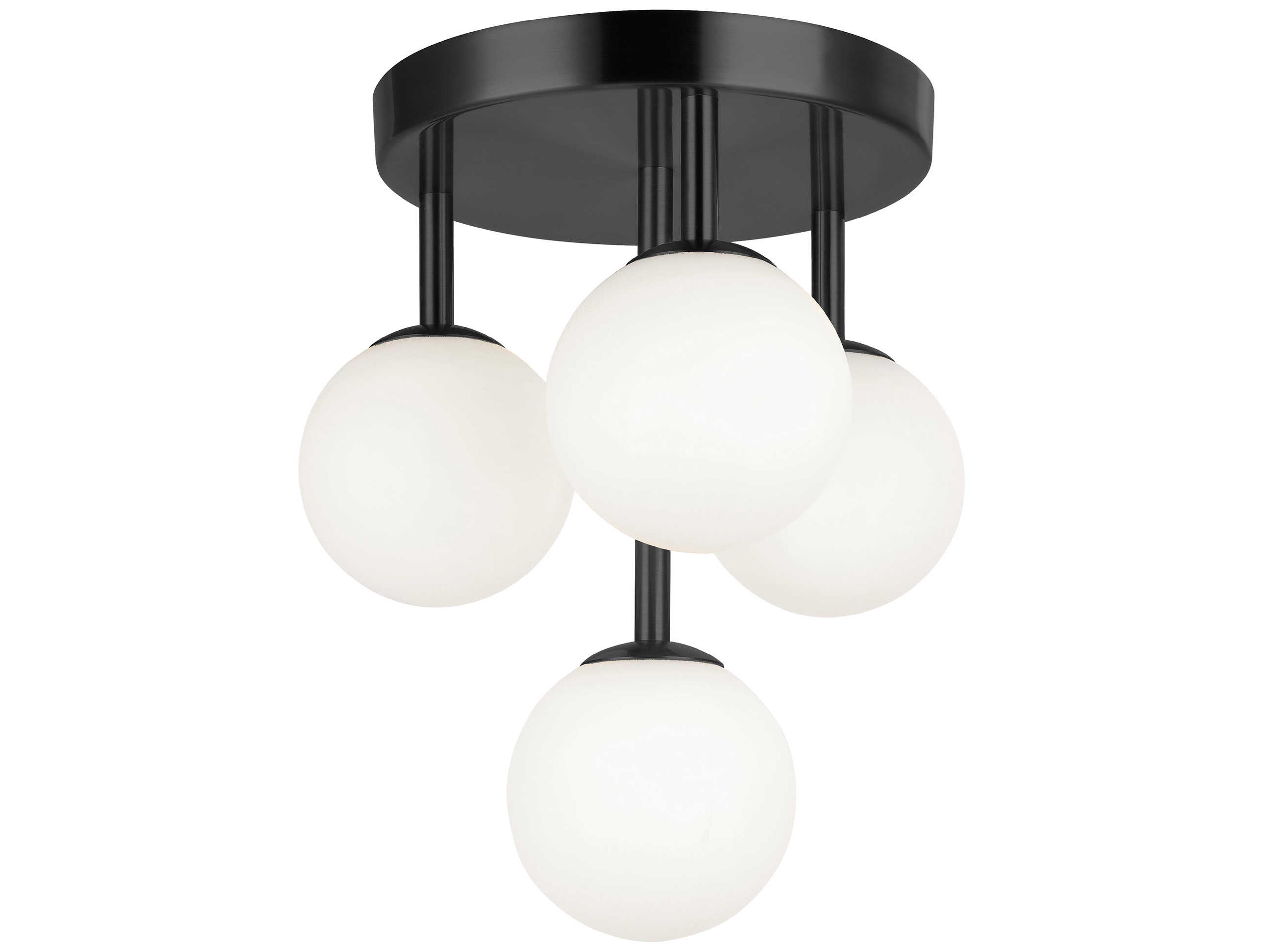 Megallan 4-Light Matte Black Globe Flush Mount