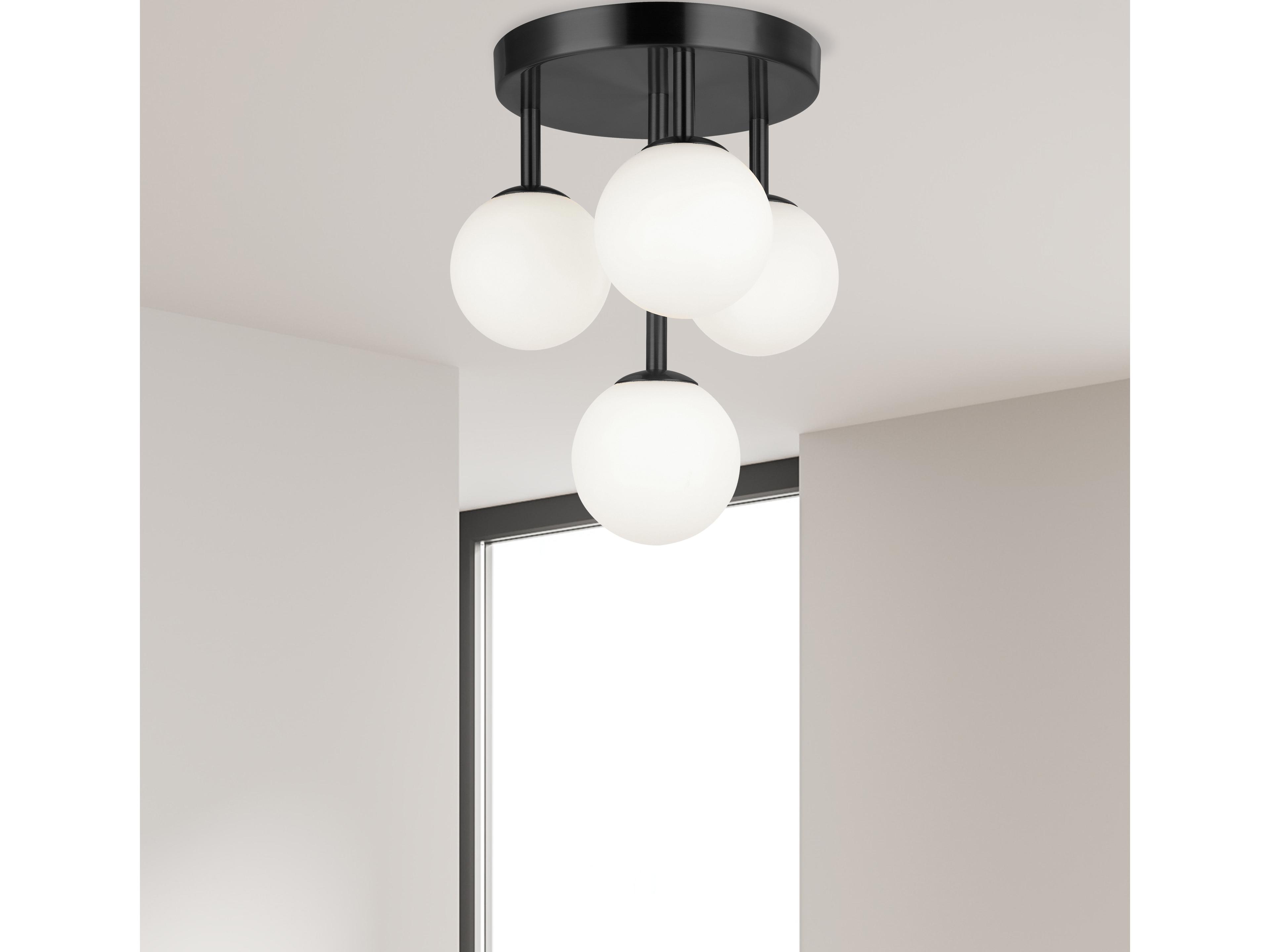 Dainolite Megallan 4-Light Matte Black Globe Flush Mount