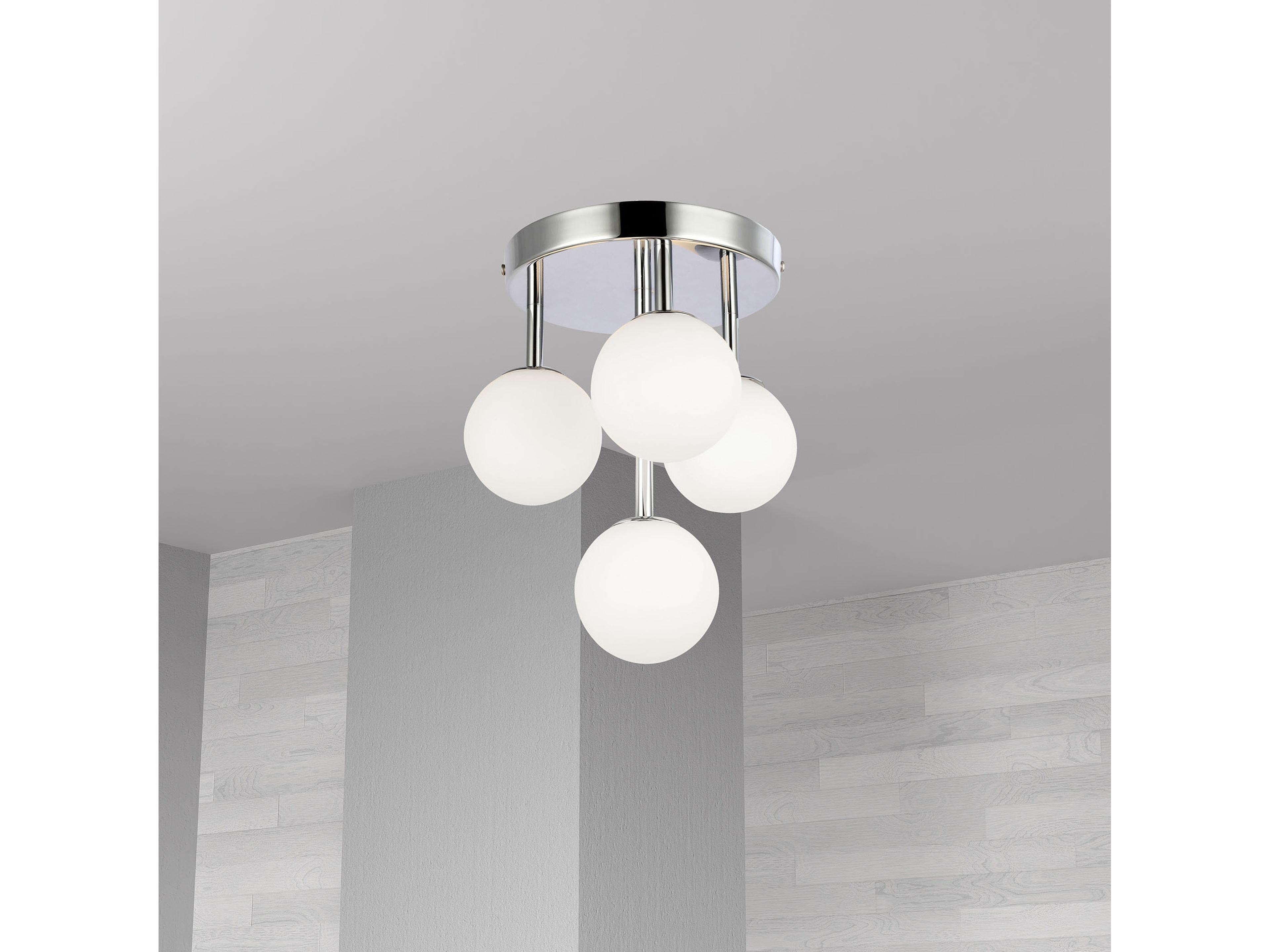 Dainolite Megallan 4-Light Polished Chrome Globe Flush Mount
