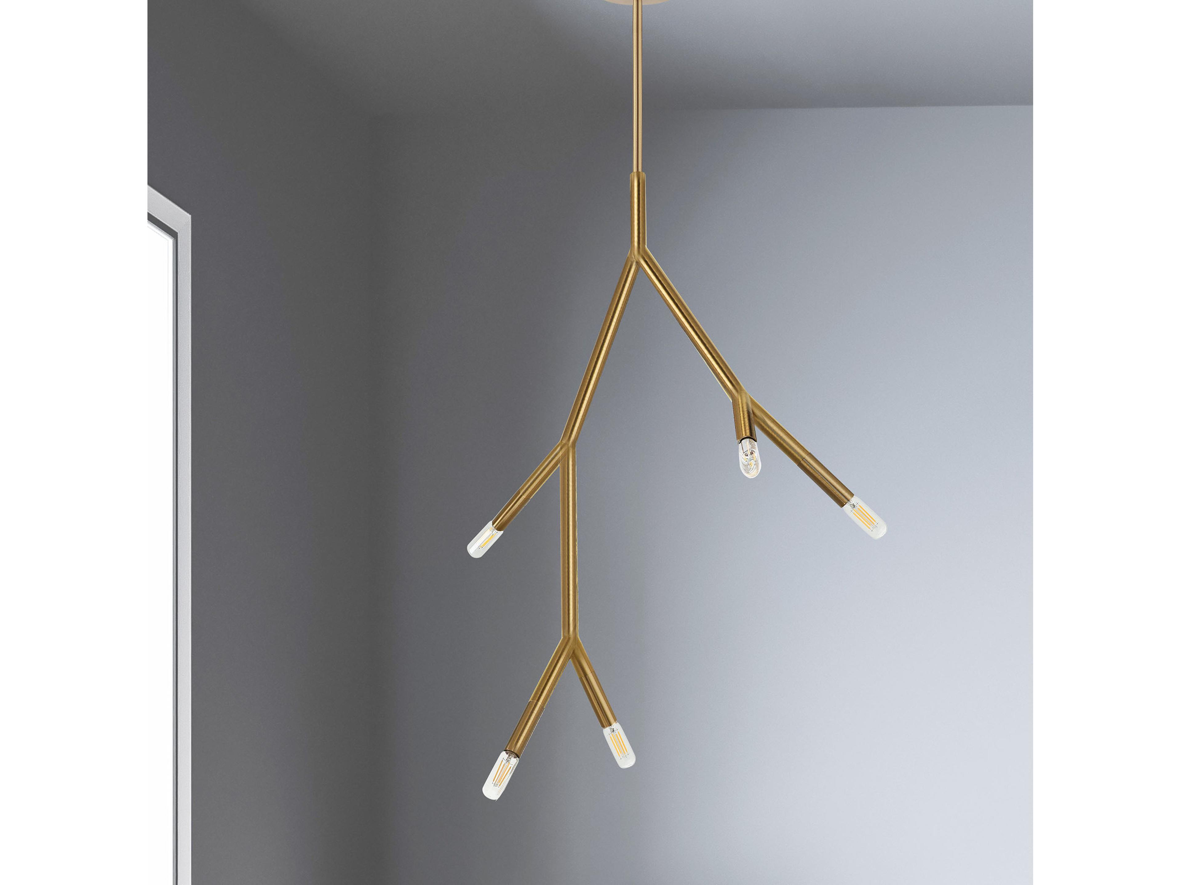 Dainolite Morgan 5-Light Aged Brass Linear Mini Pendant
