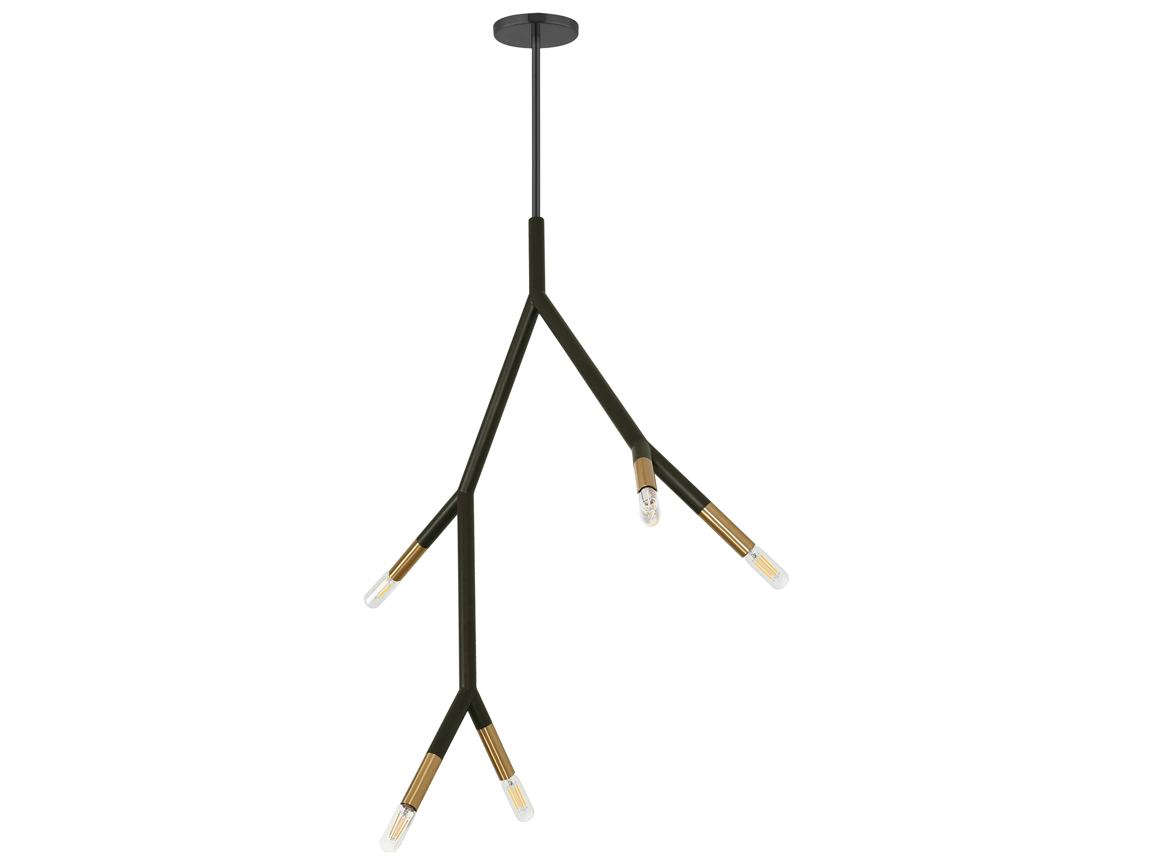 Morgan 5-Light Matte Black Aged Brass Linear Pendant