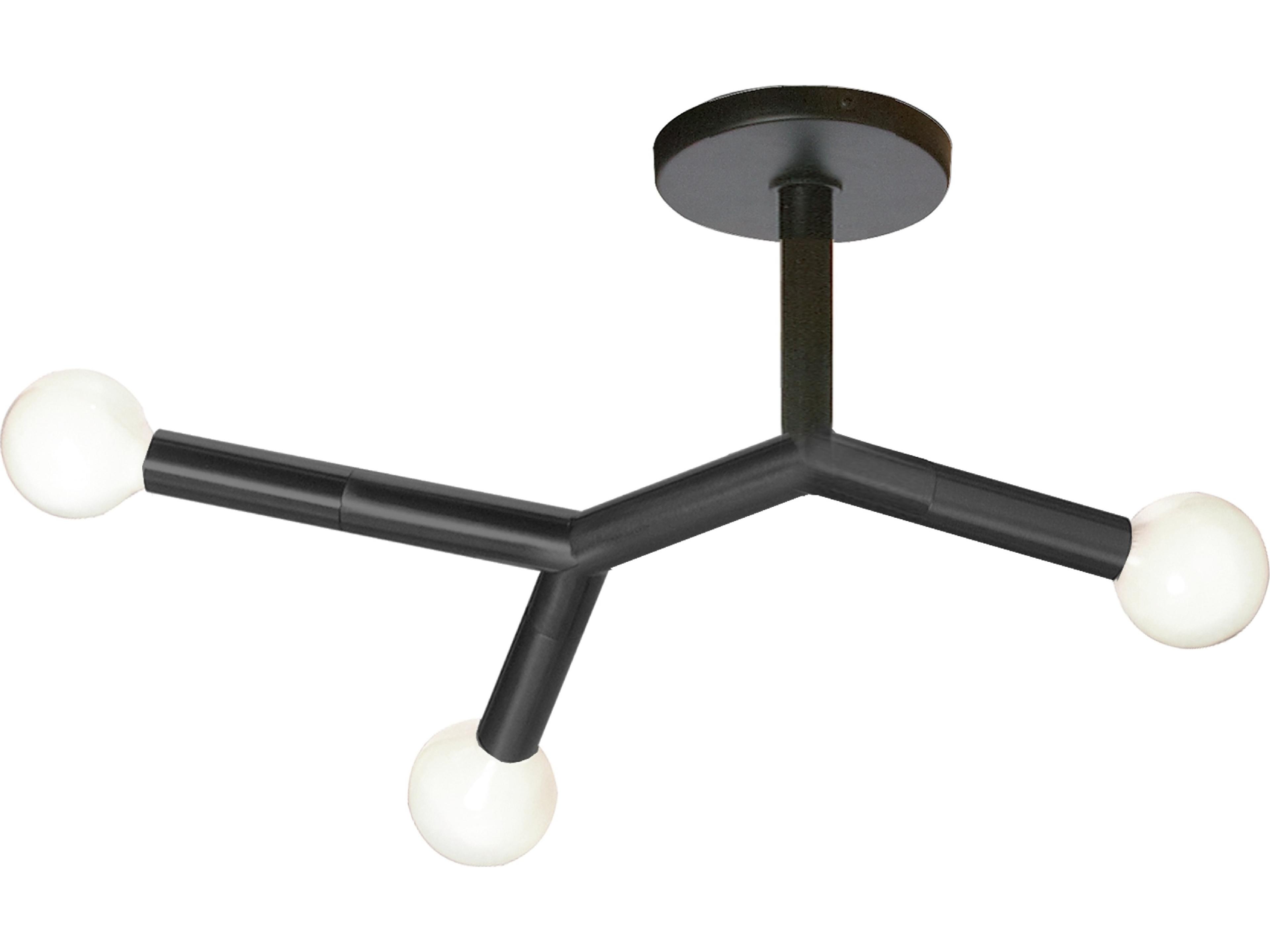 Morgan 3-Light Matte Black Linear Semi Flush Mount