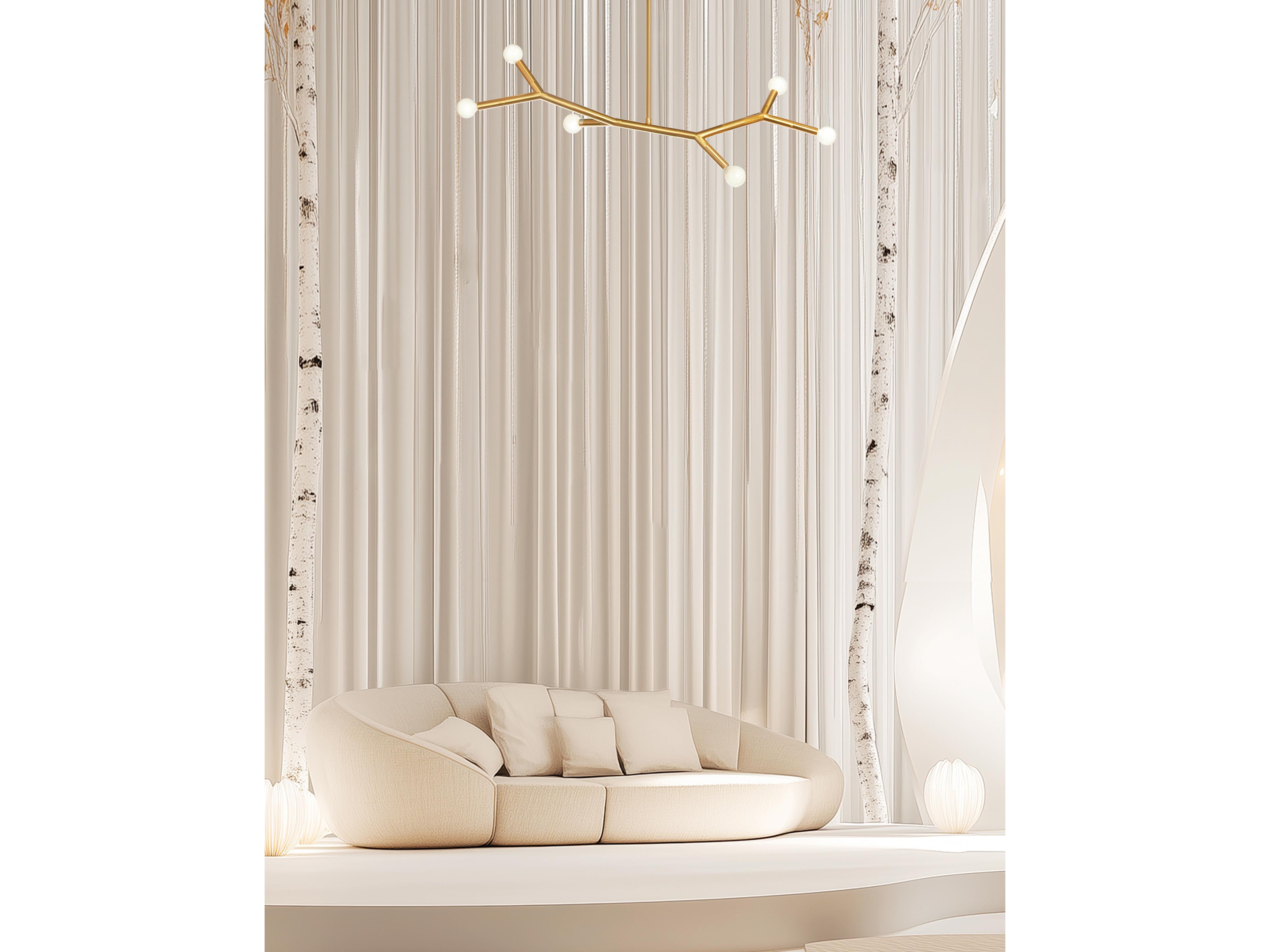 Dainolite Morgan 6-Light Aged Brass Linear Island Pendant