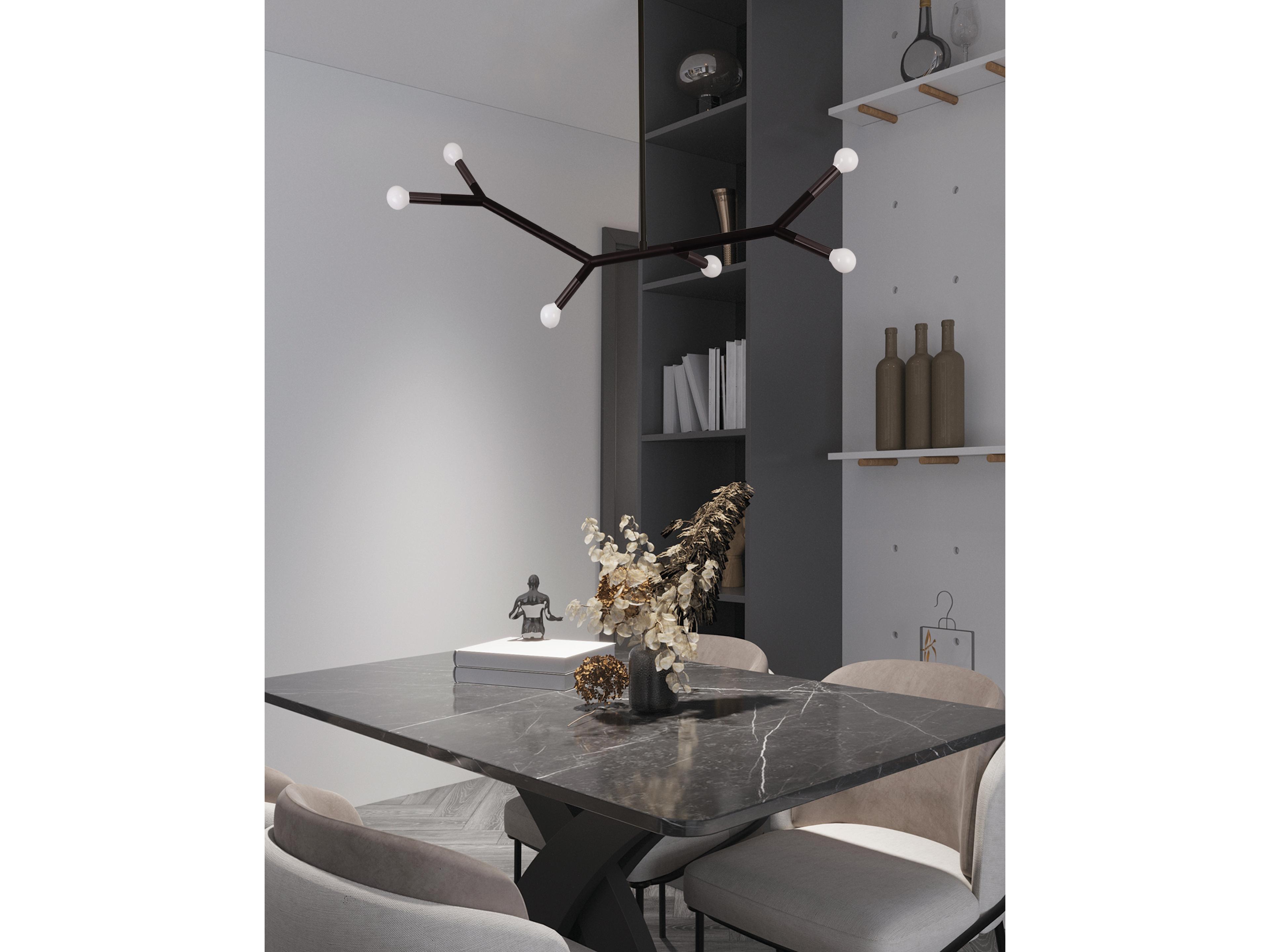 Dainolite Morgan 6-Light Matte Black Linear Island Pendant