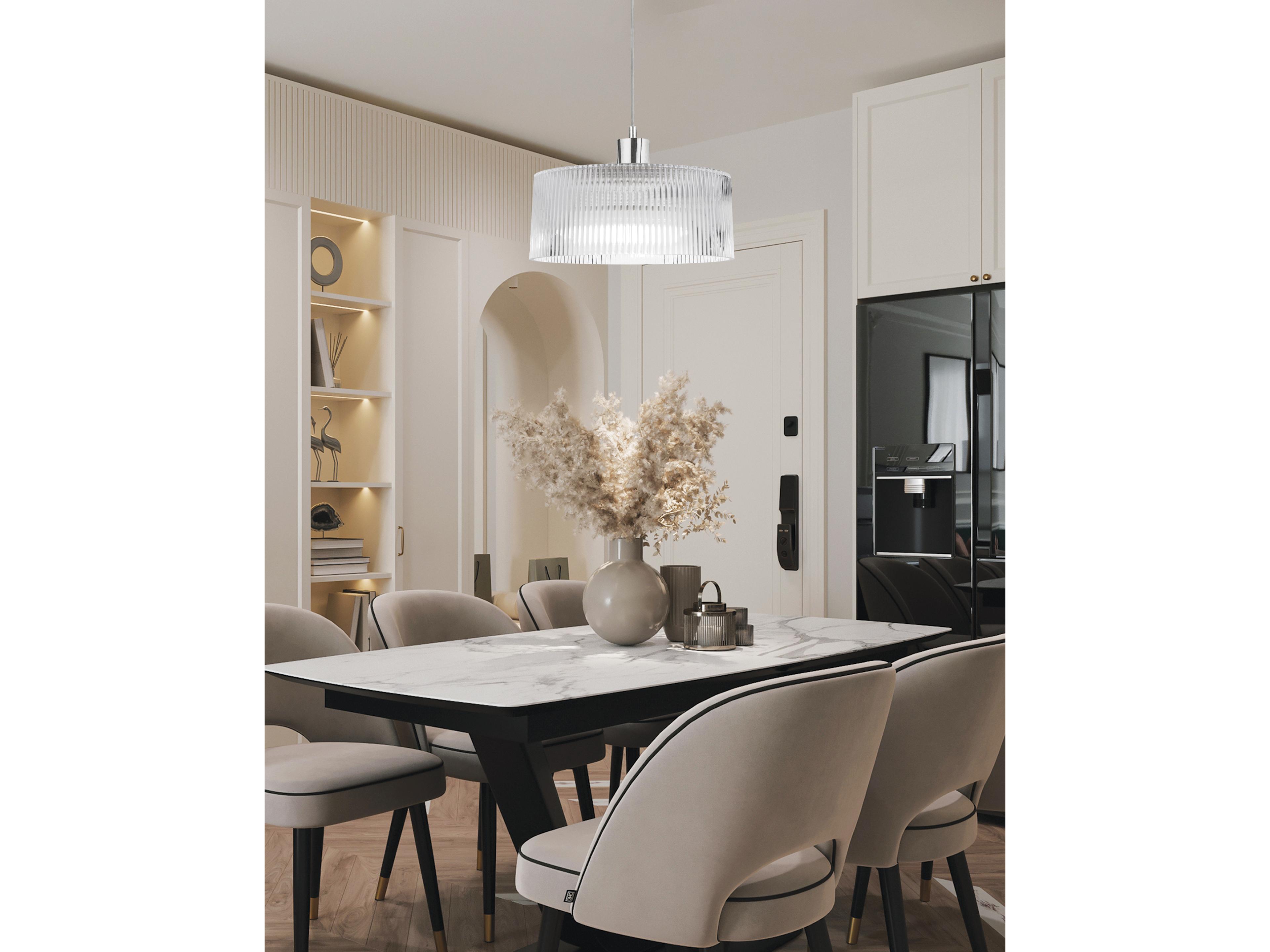 Dainolite Nadine 1-Light Polished Chrome Drum Mini Pendant