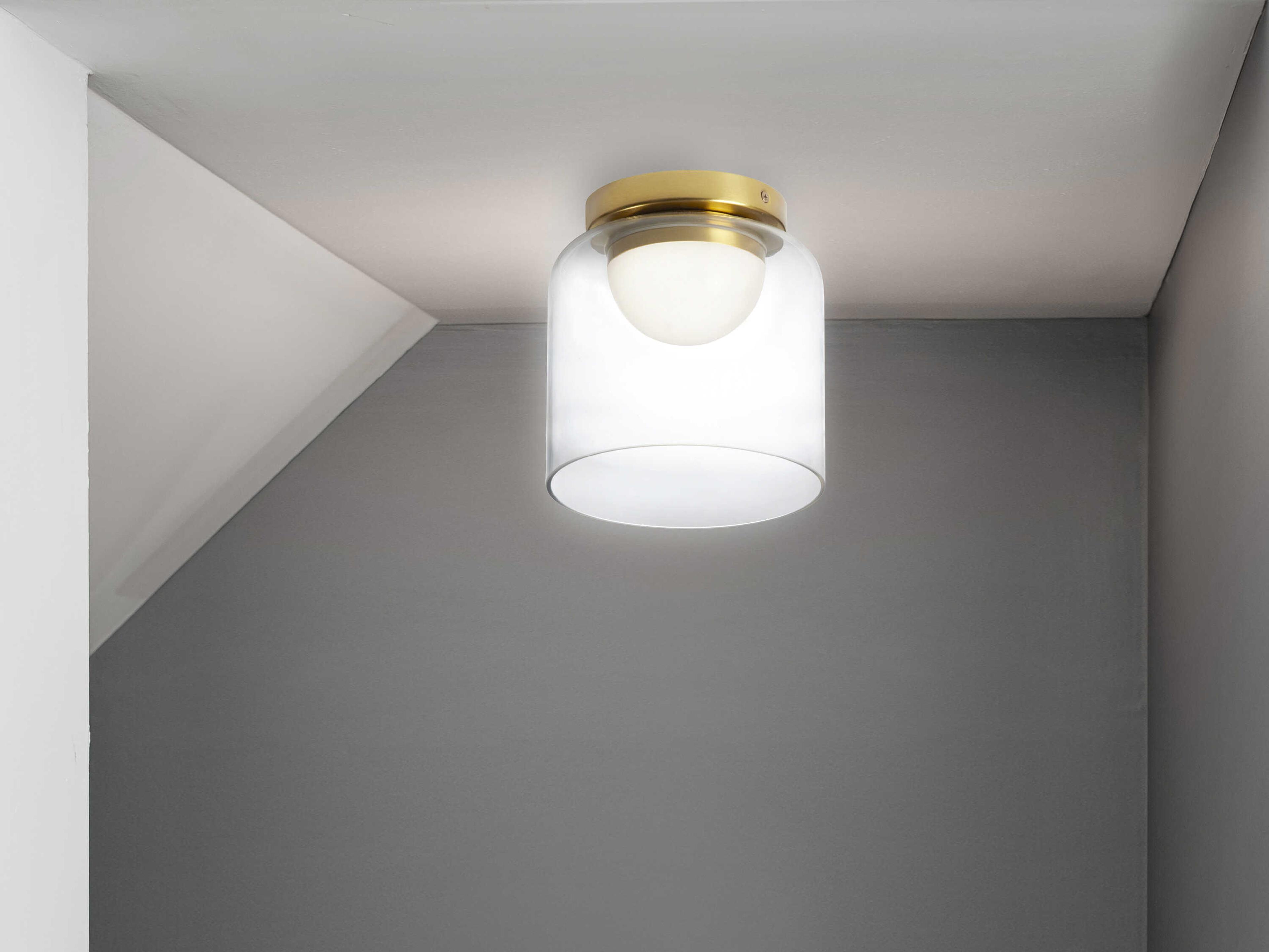 Dainolite Nadine 1-Light Aged Brass Cylinder Flush Mount