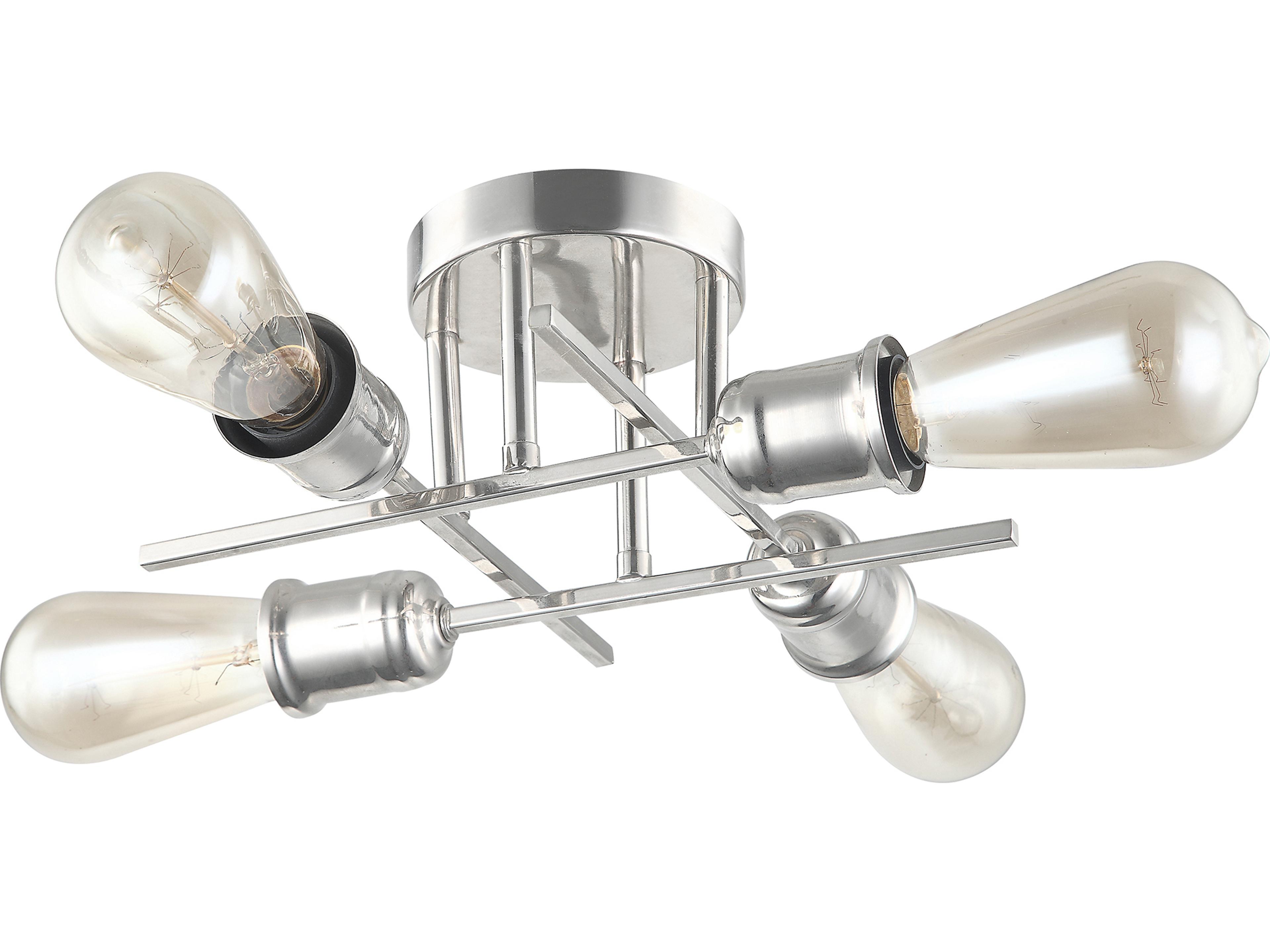 Nebraska 4-Light Burnished Chrome Linear Sputnik Semi Flush Mount