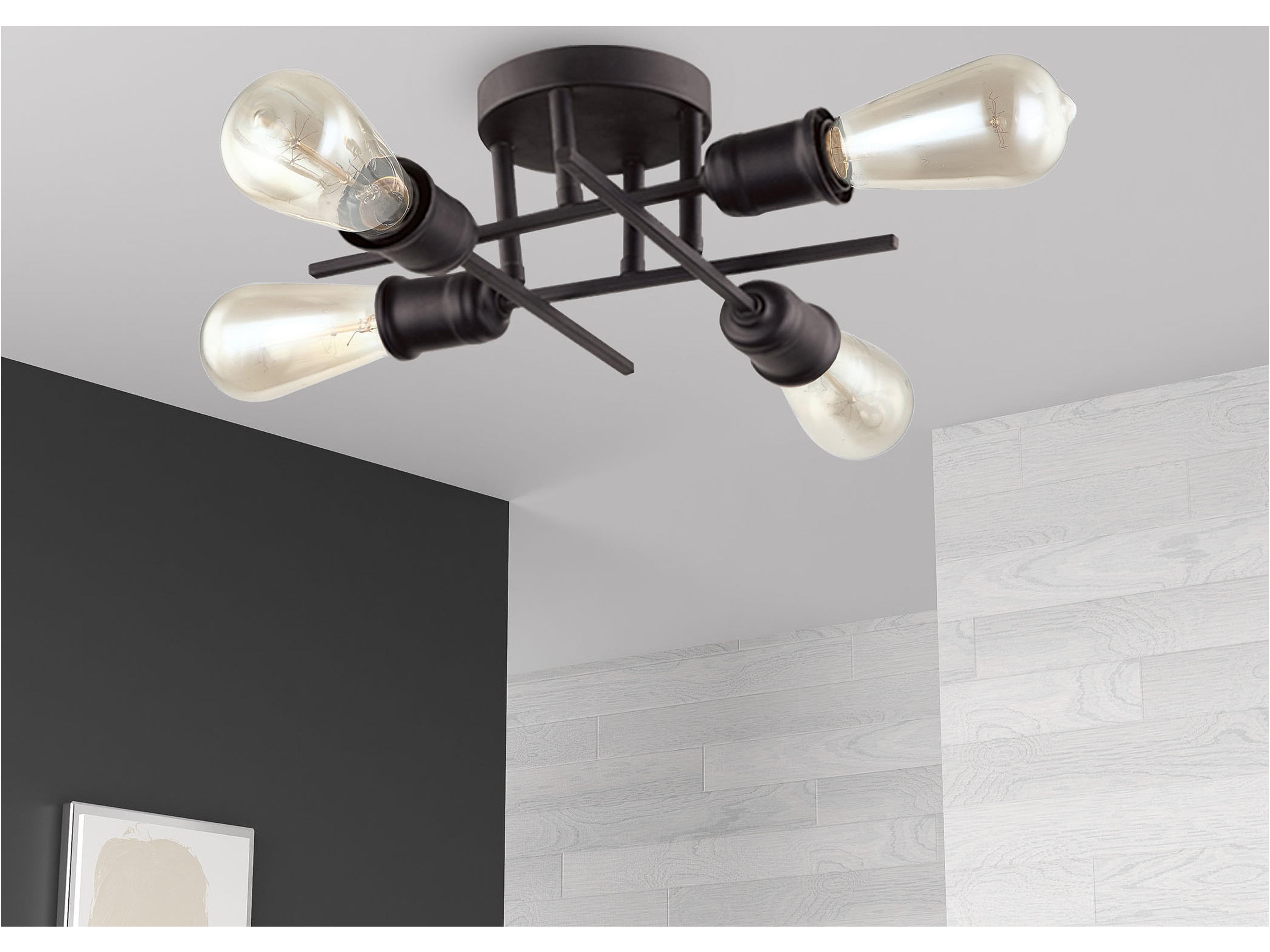 Dainolite Nebraska 4-Light Espresso Black Linear Sputnik Semi Flush Mount