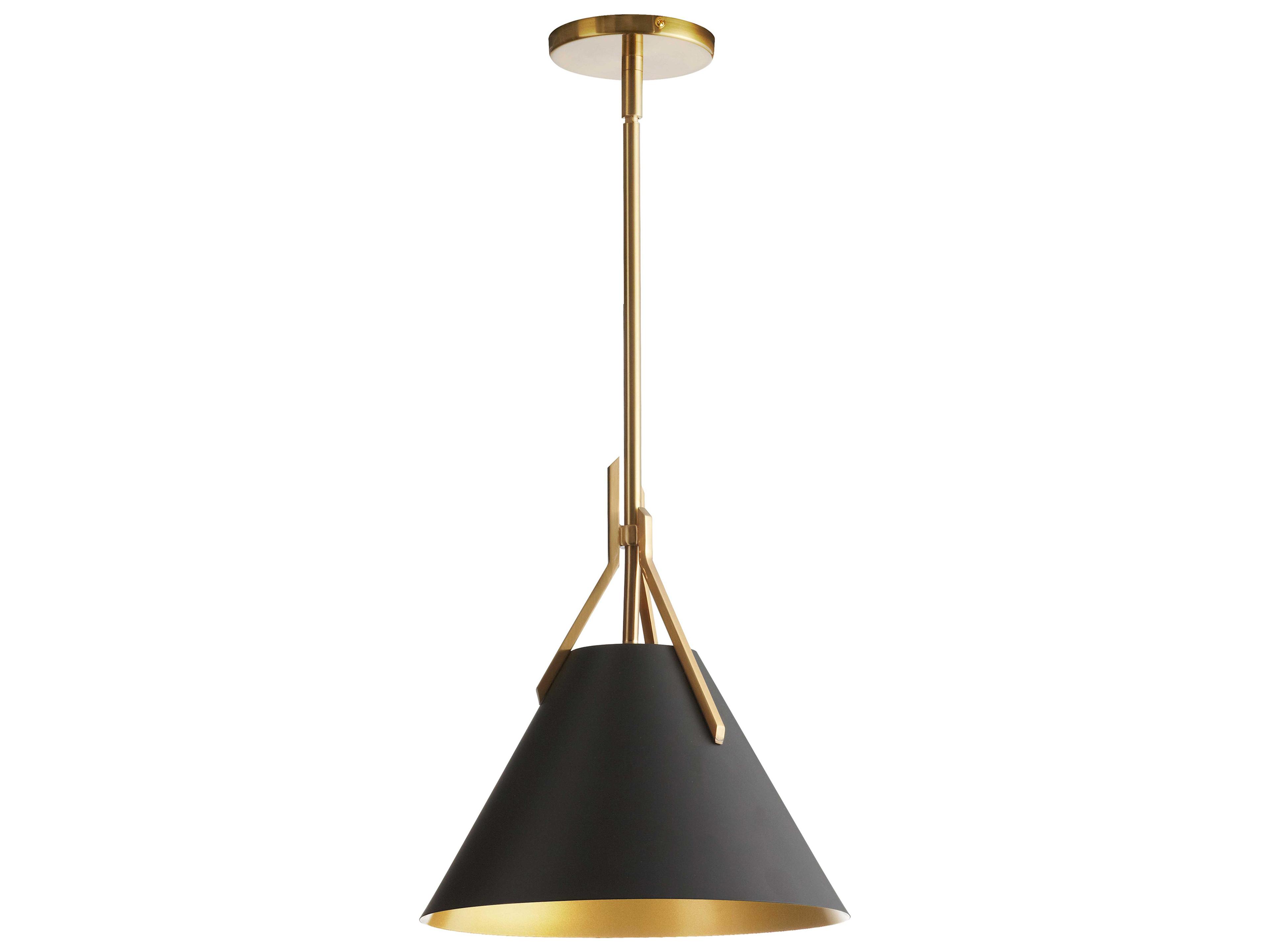 Dainolite Nicole 1-Light Aged Brass Black Gold Mini Pendant