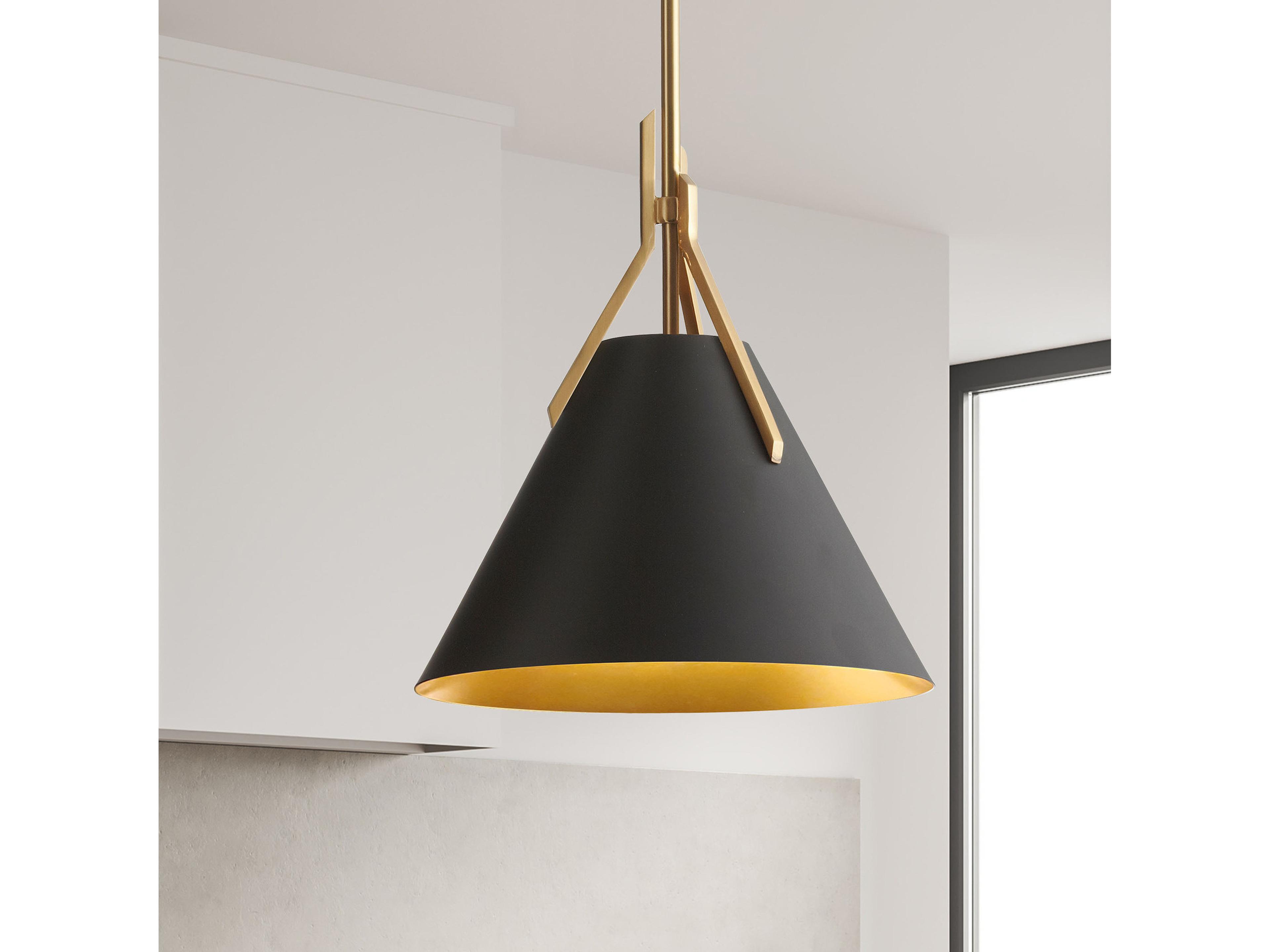 Dainolite Nicole 1-Light Aged Brass Black Gold Mini Pendant