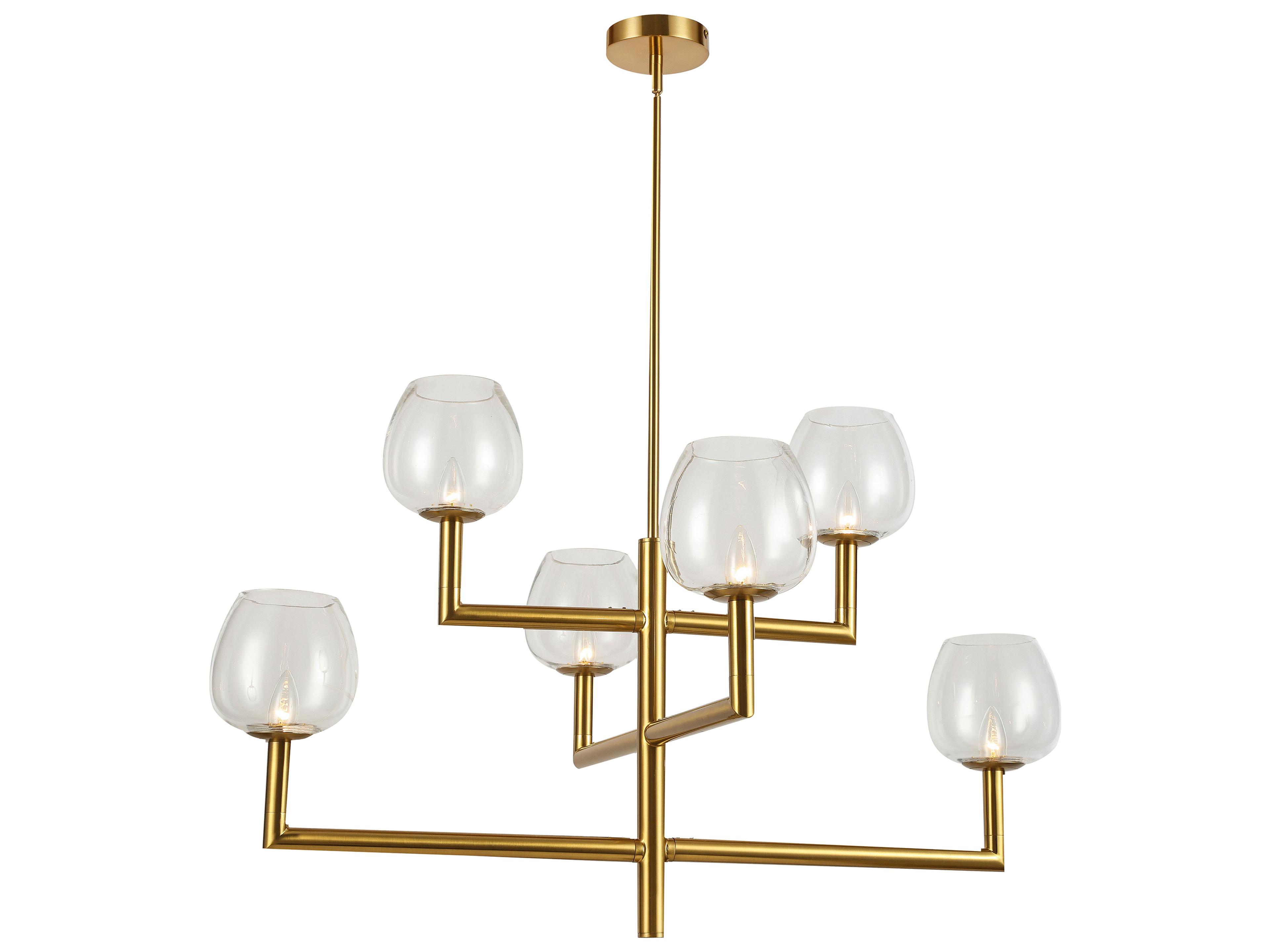Nora 6-Light Aged Brass Linear Tiered Chandelier