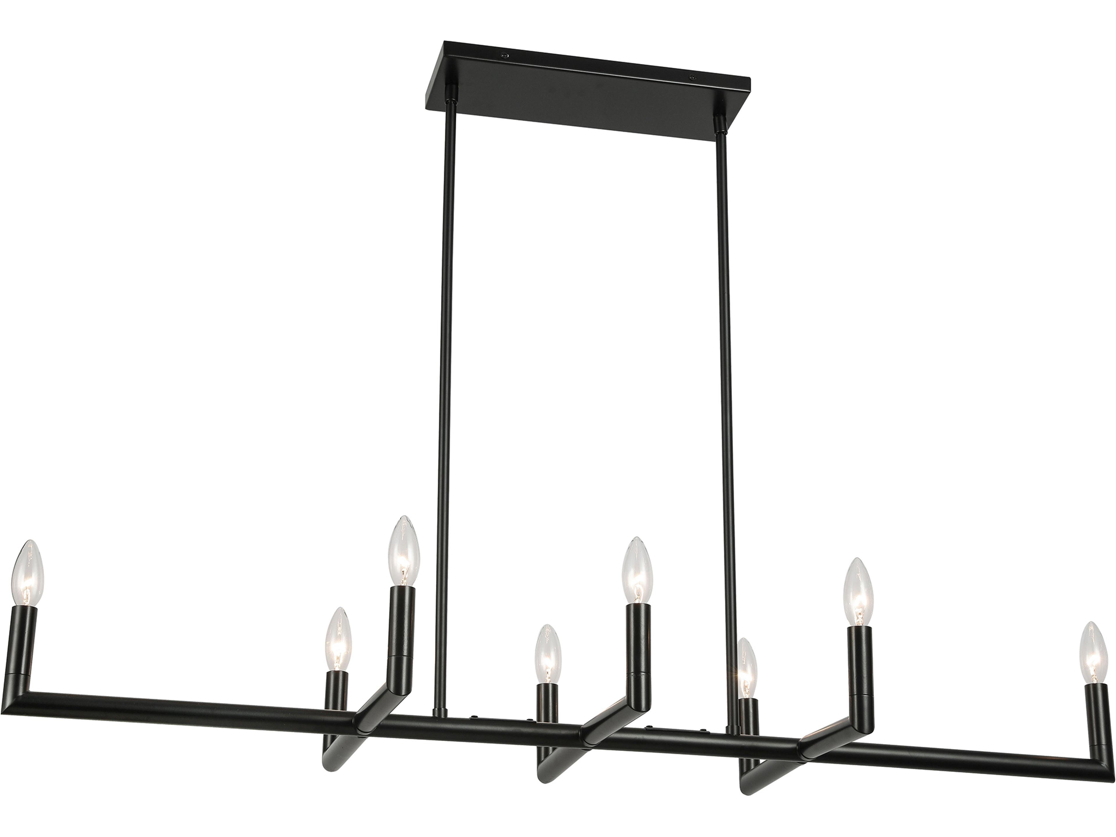 Nora 8-Light Matte Black Linear Island Pendant
