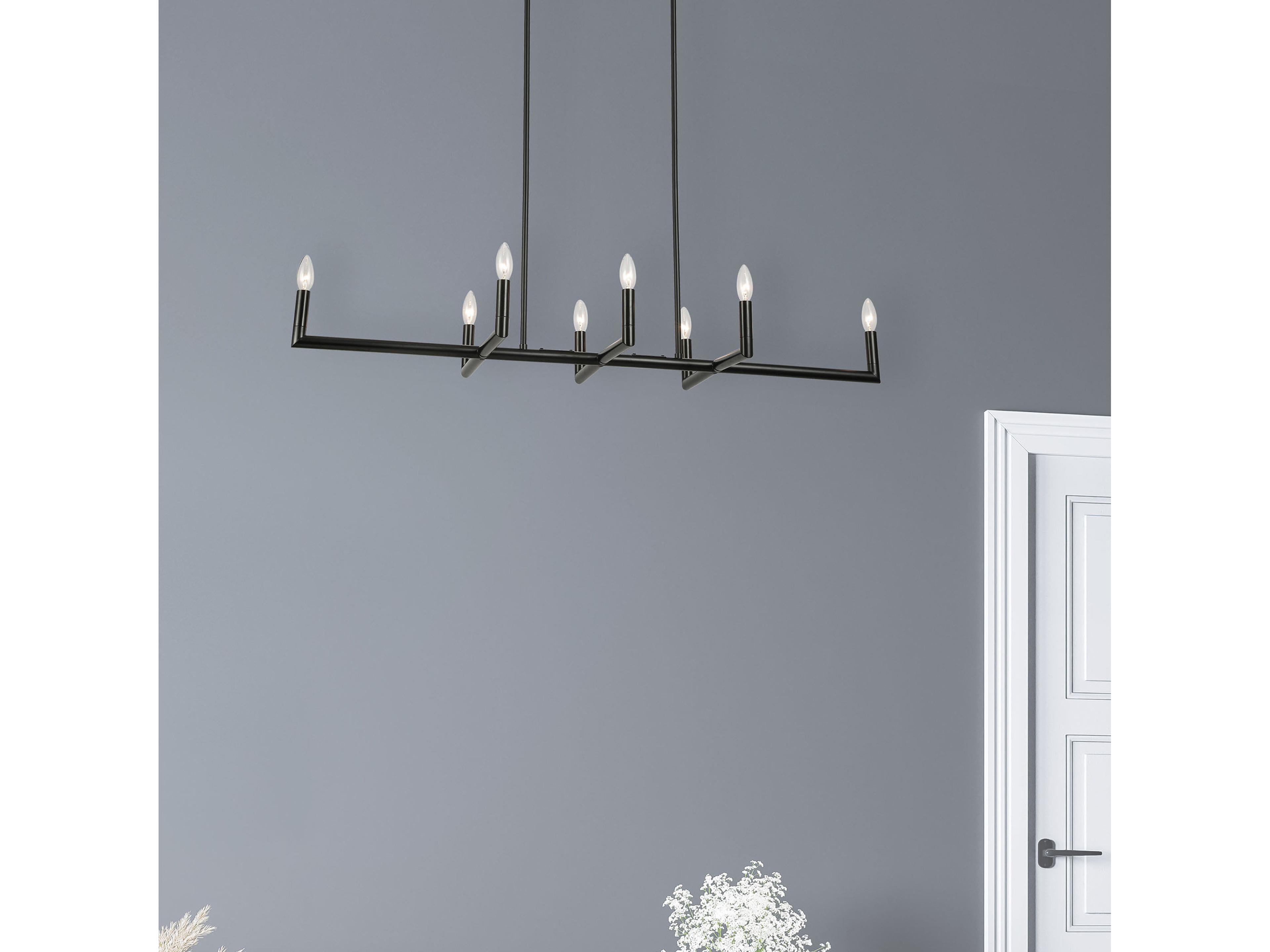 Dainolite Nora 8-Light Matte Black Linear Island Pendant