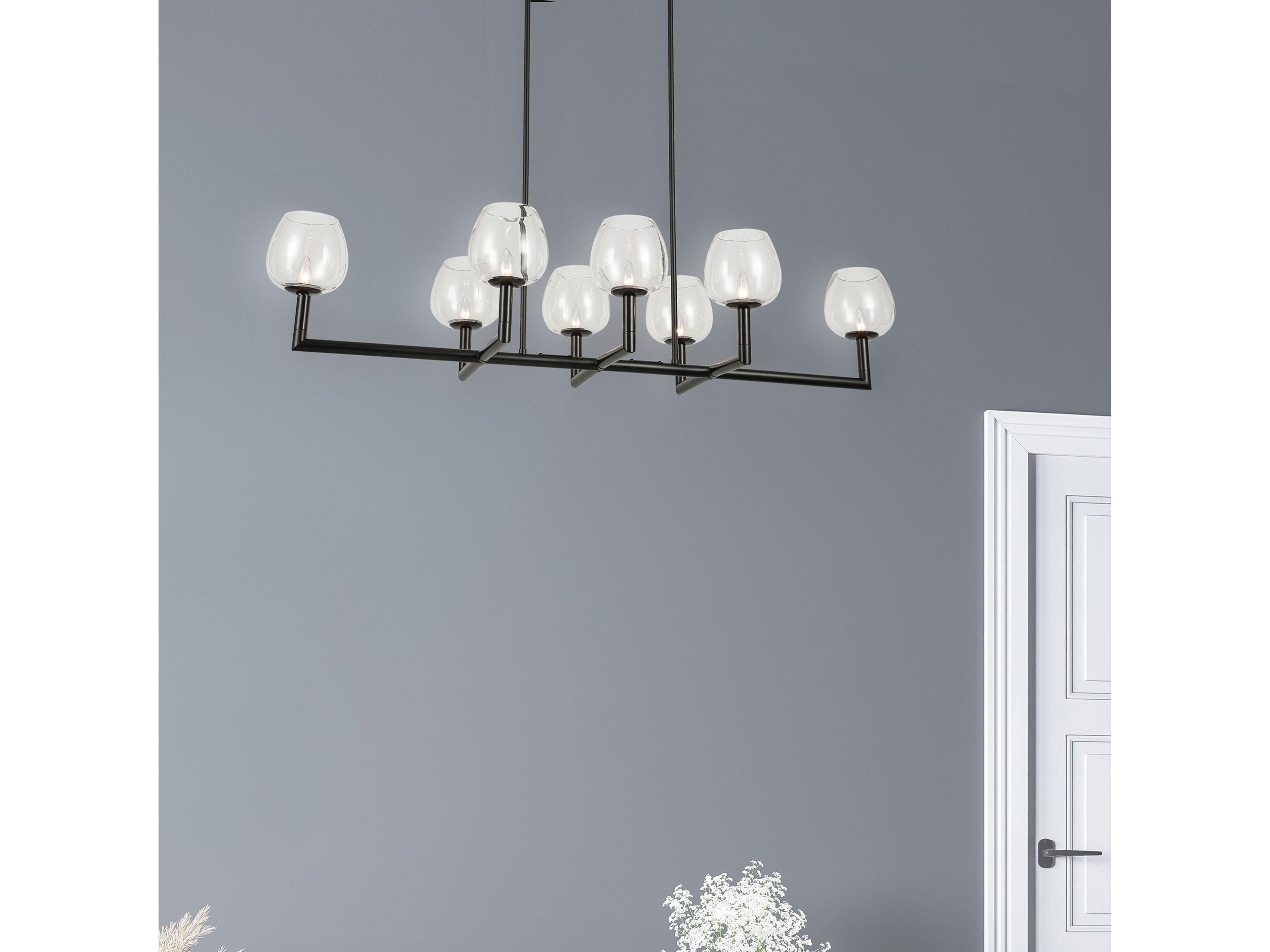 Dainolite Nora 8-Light Matte Black Linear Island Pendant