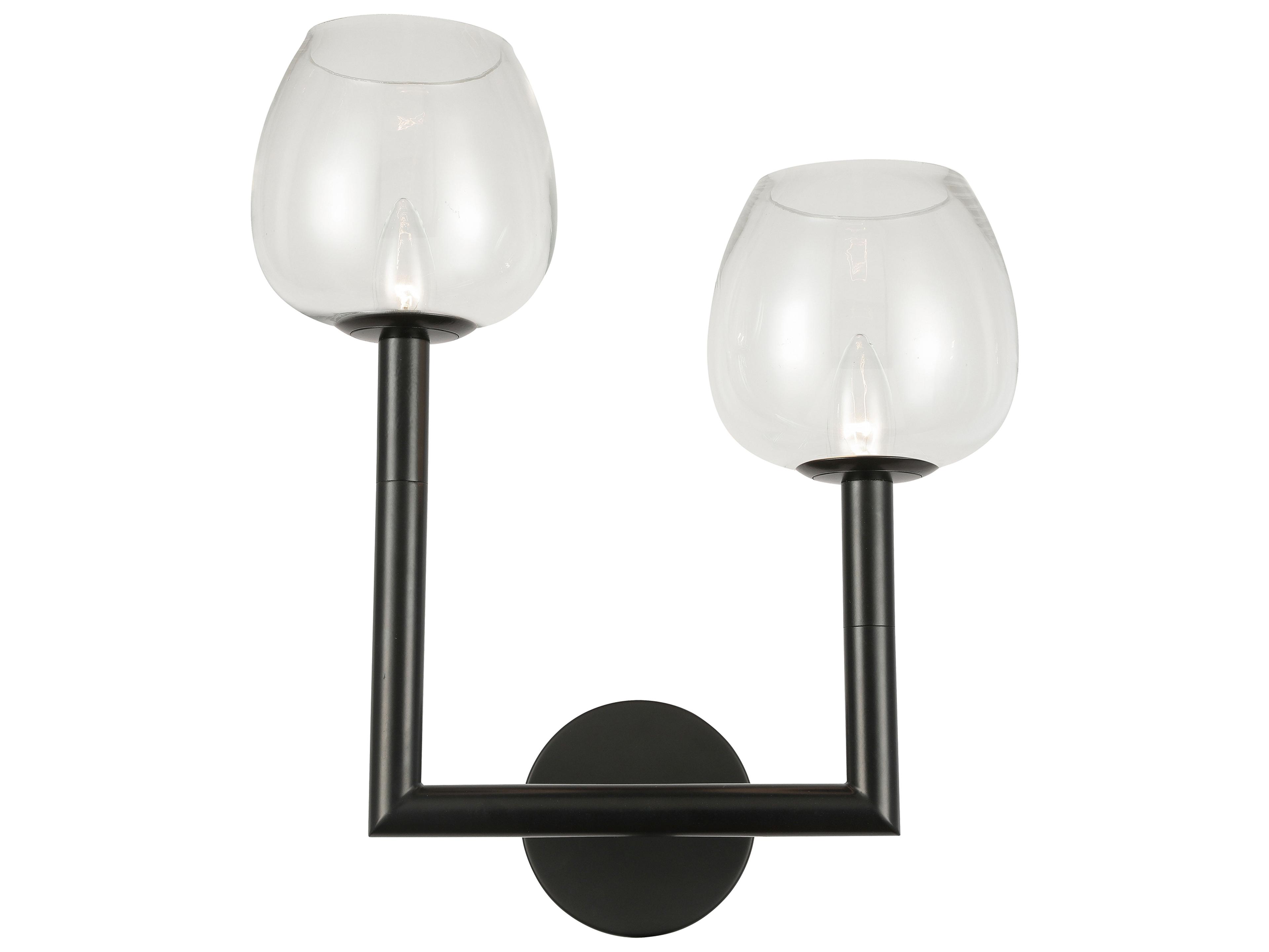 Nora 2-Light Matte Black Wall Sconce