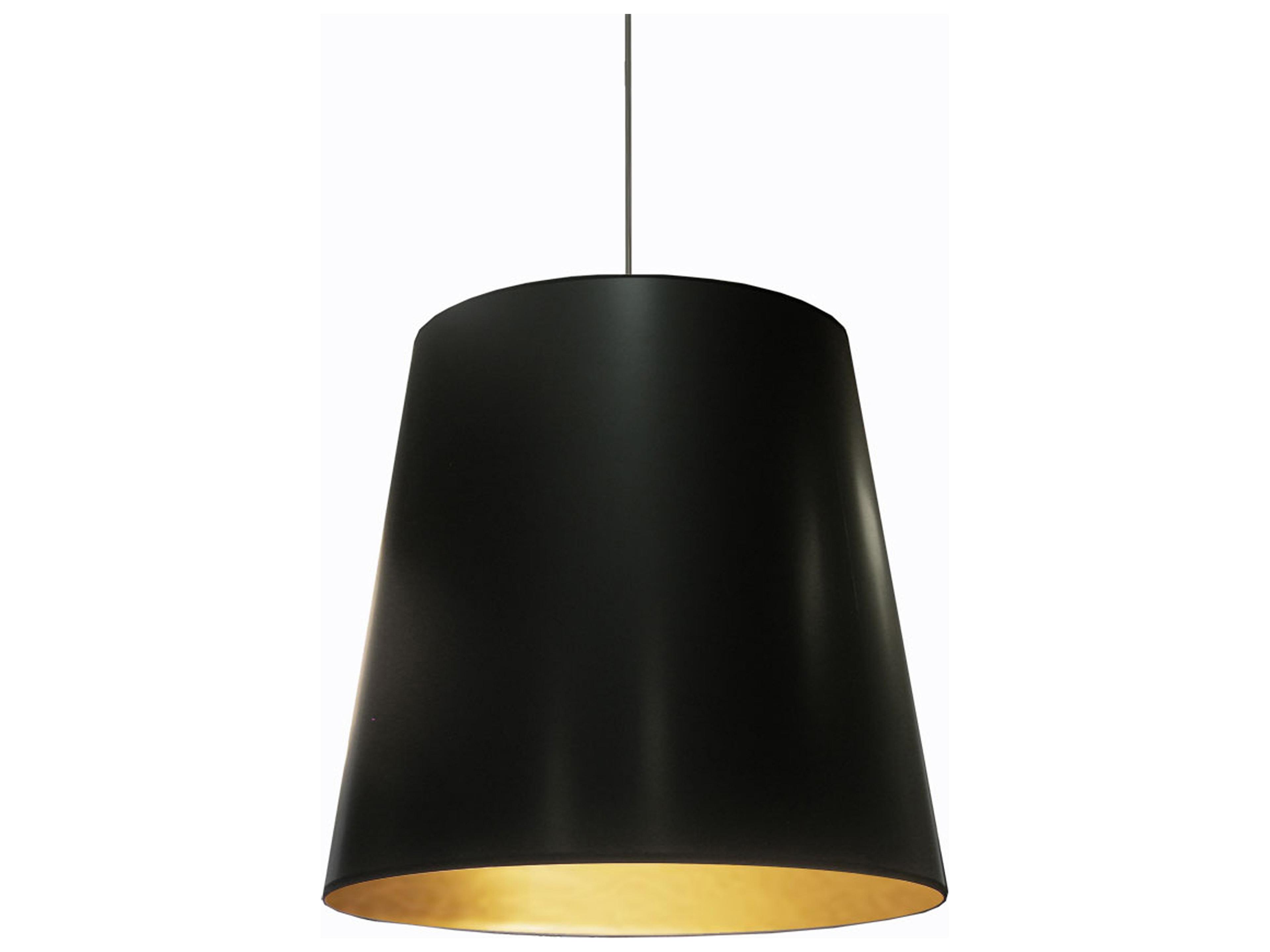 Oversized Drum 1-Light Polished Chrome Black Gold Pendant