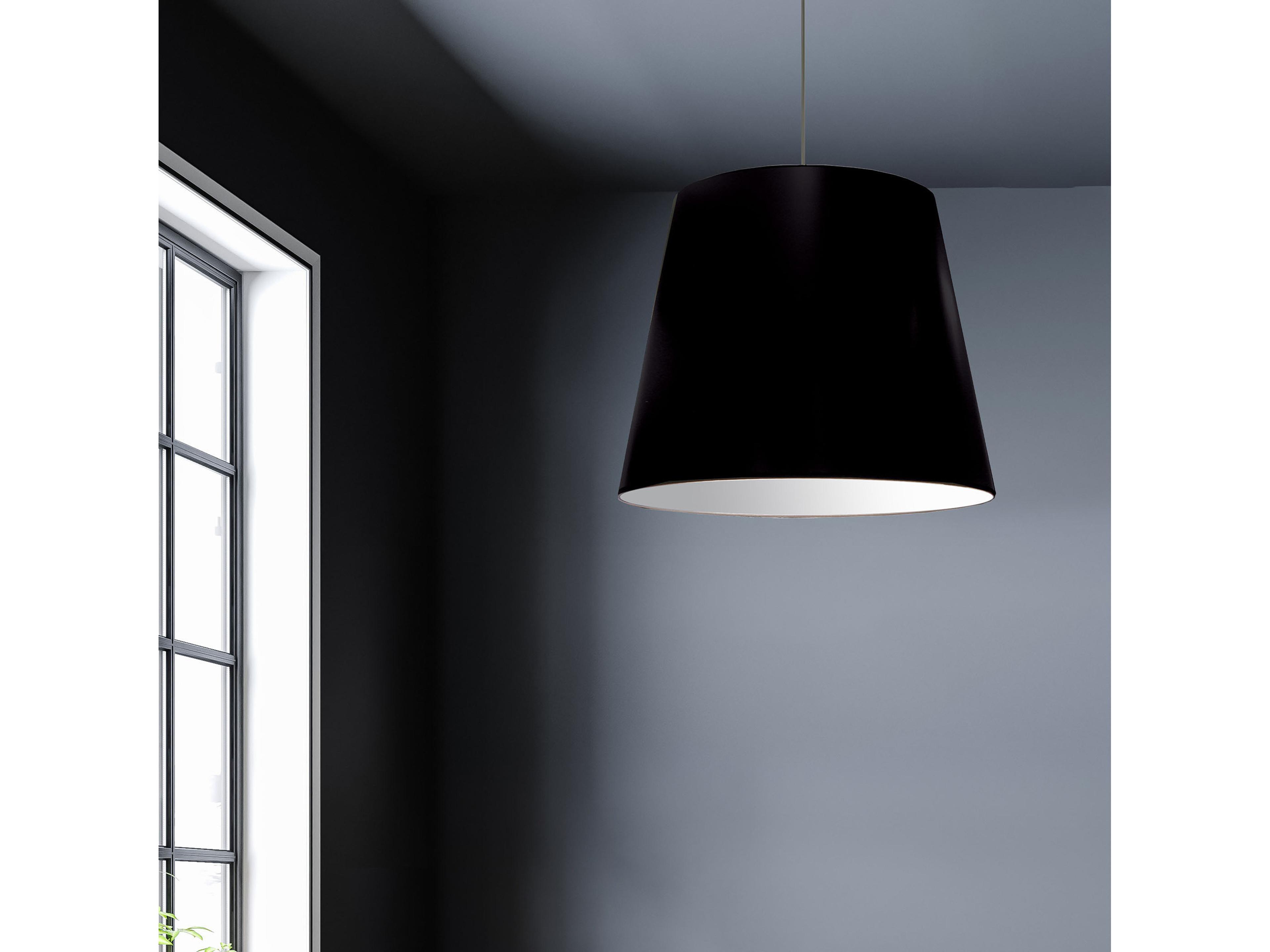 Dainolite Oversized Drum 1-Light Black Polished Chrome Pendant