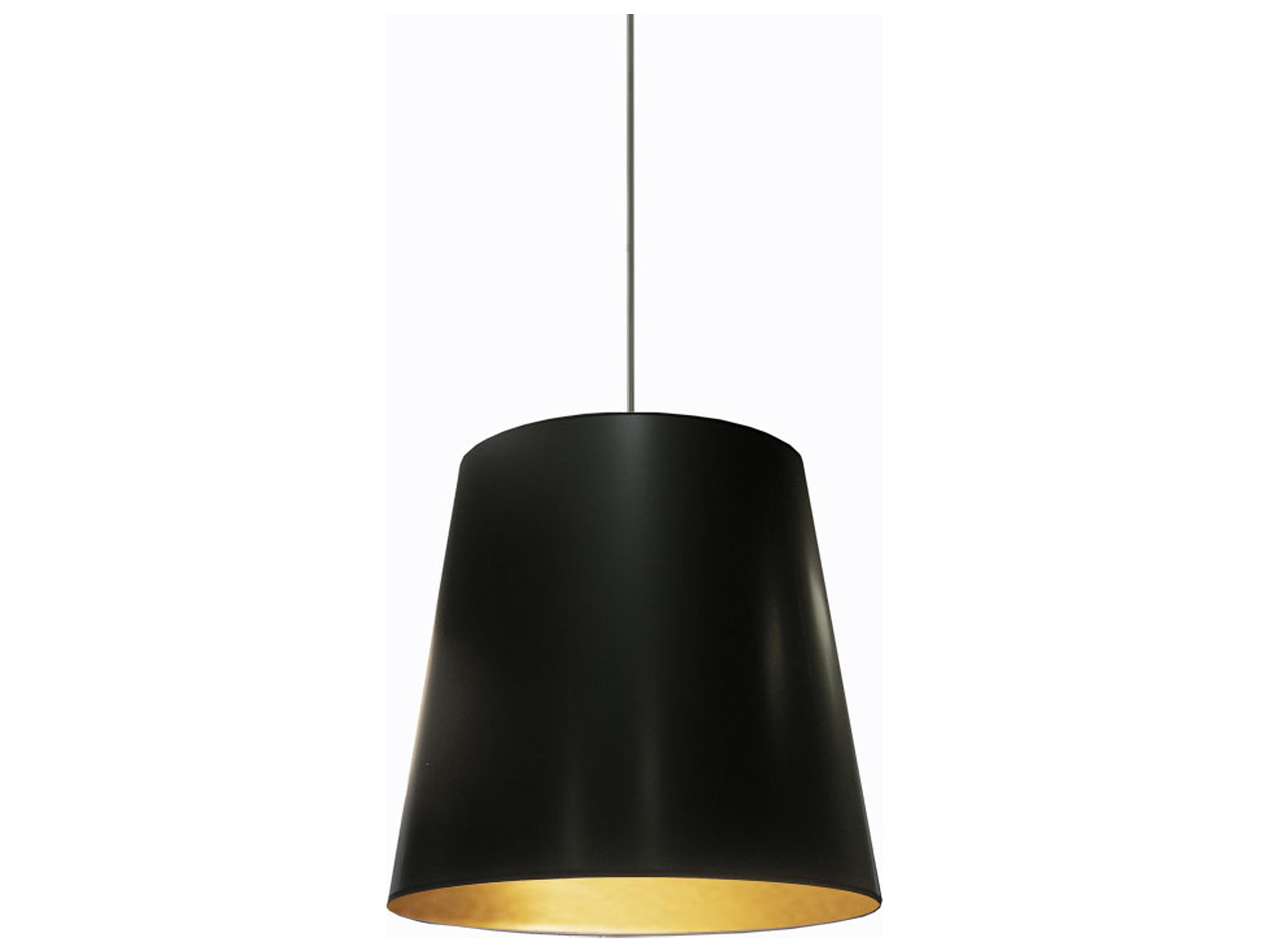 Oversized Drum 1-Light Polished Chrome Black Gold Pendant