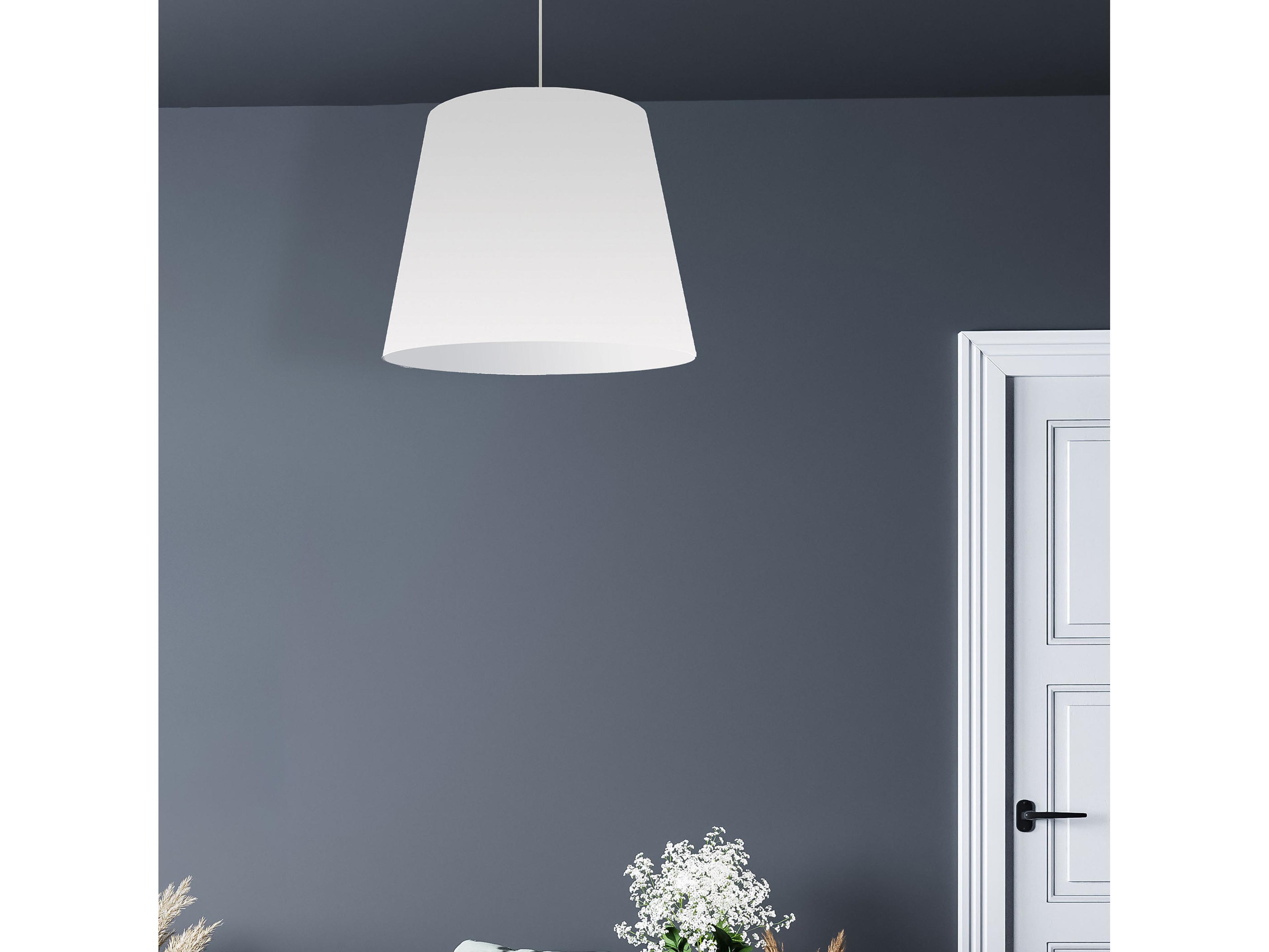 Dainolite Oversized Drum 1-Light Polished Chrome White Pendant