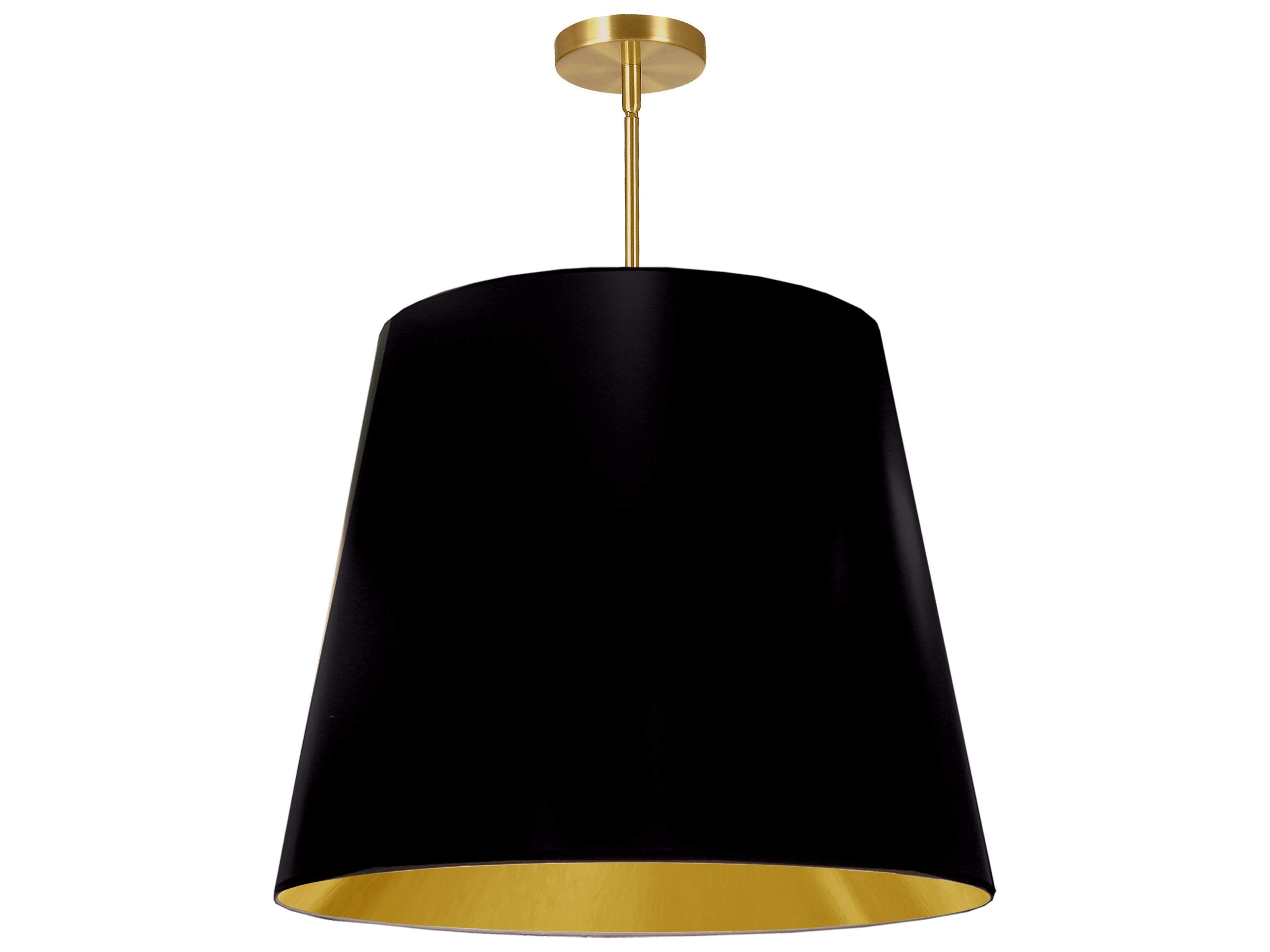 Oversized Drum 1-Light Black Aged Brass Gold Pendant