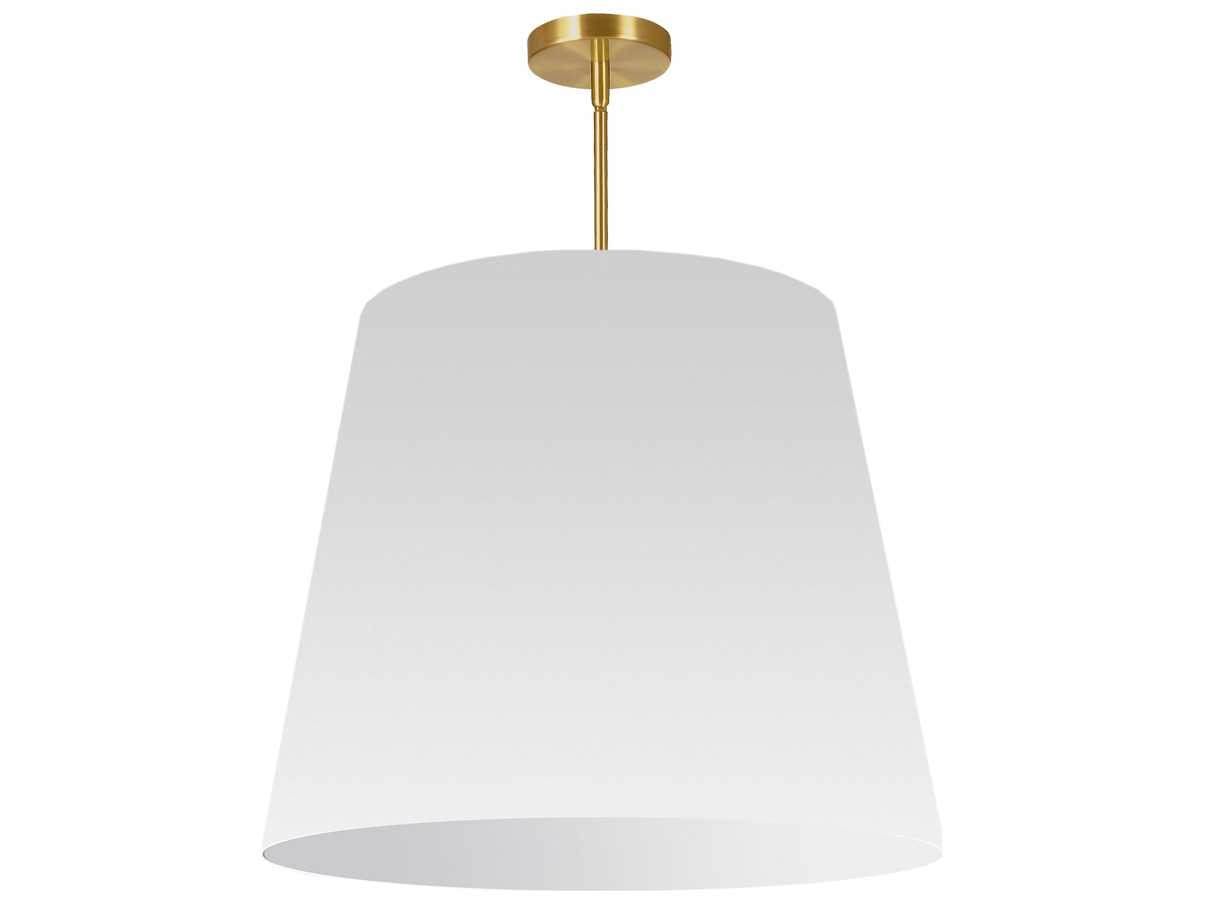 Oversized Drum 1-Light Aged Brass White Pendant