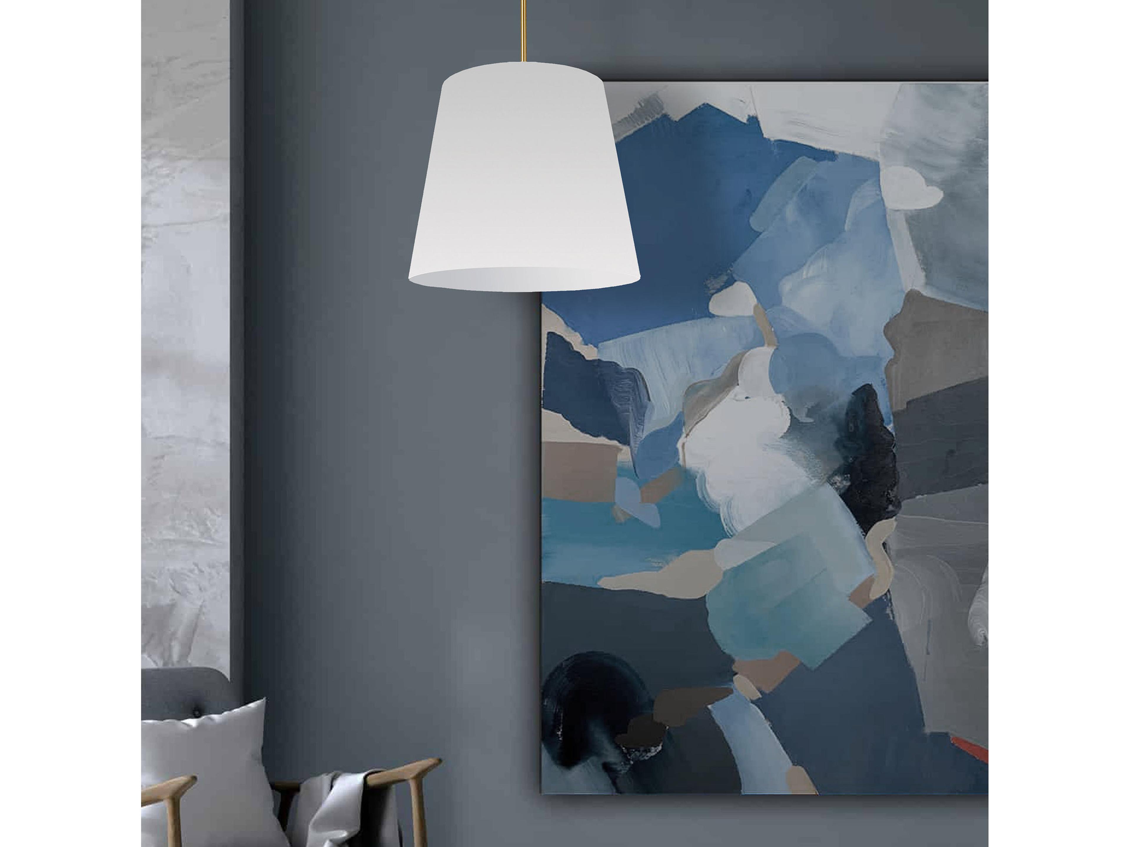 Dainolite Oversized Drum 1-Light Aged Brass White Pendant