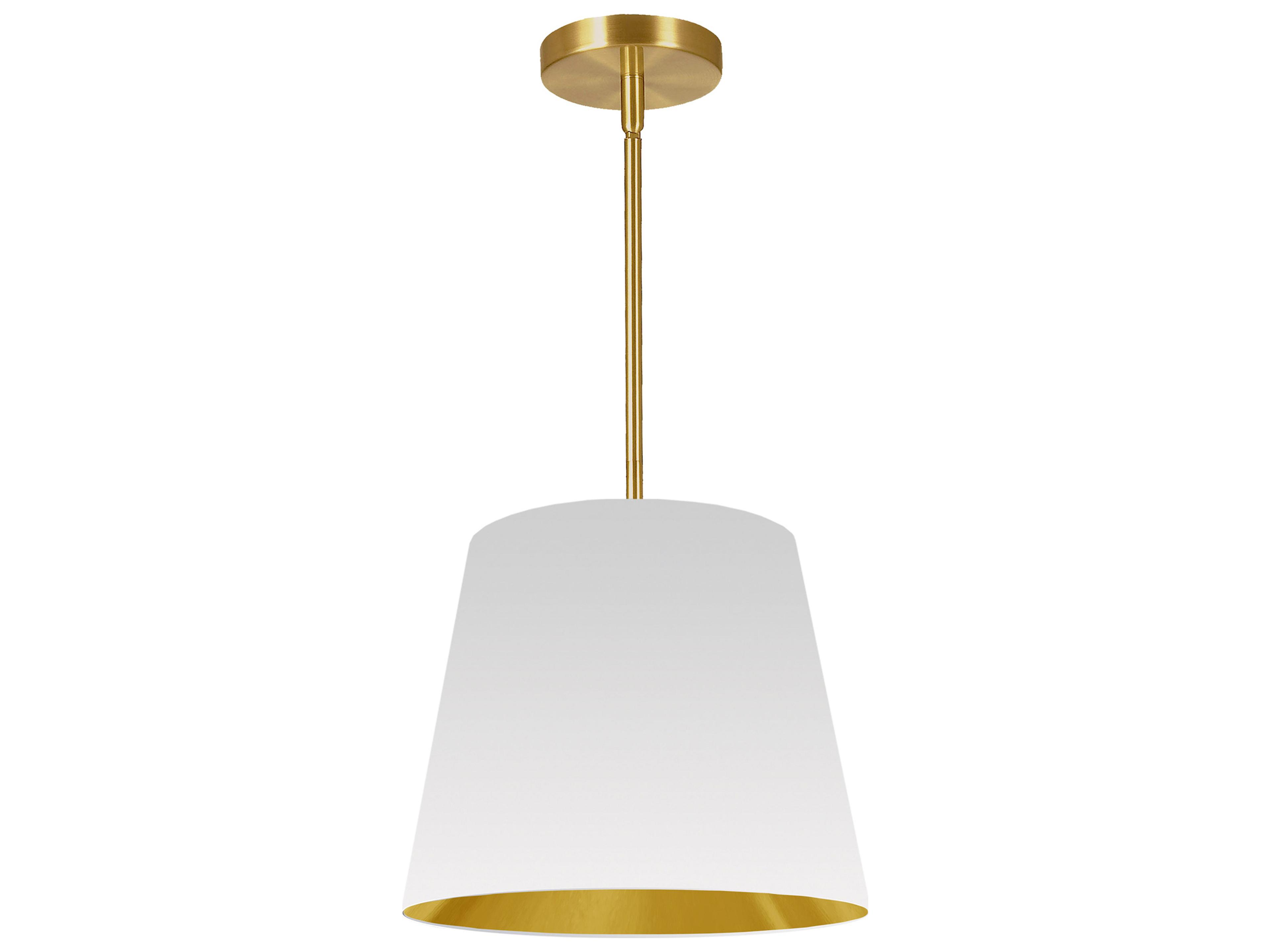 Oversized Drum 1-Light Aged Brass White Pendant