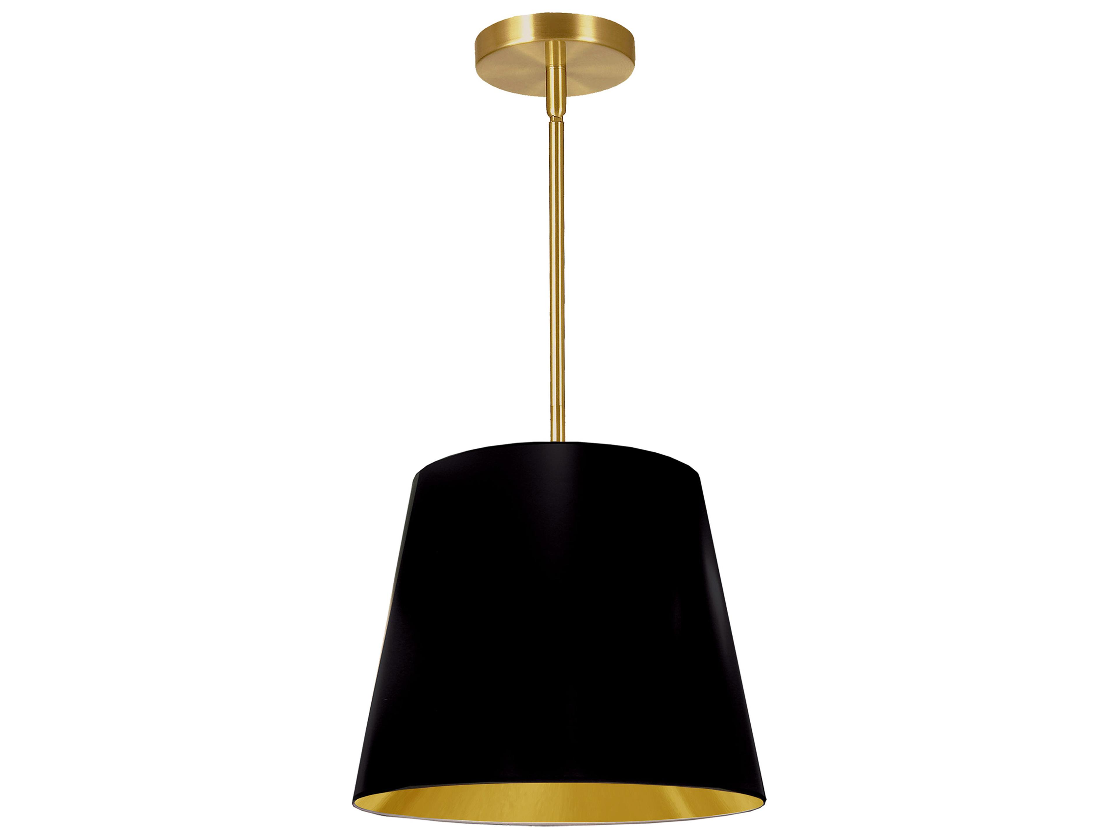 Oversized Drum 1-Light Black Aged Brass Gold Pendant