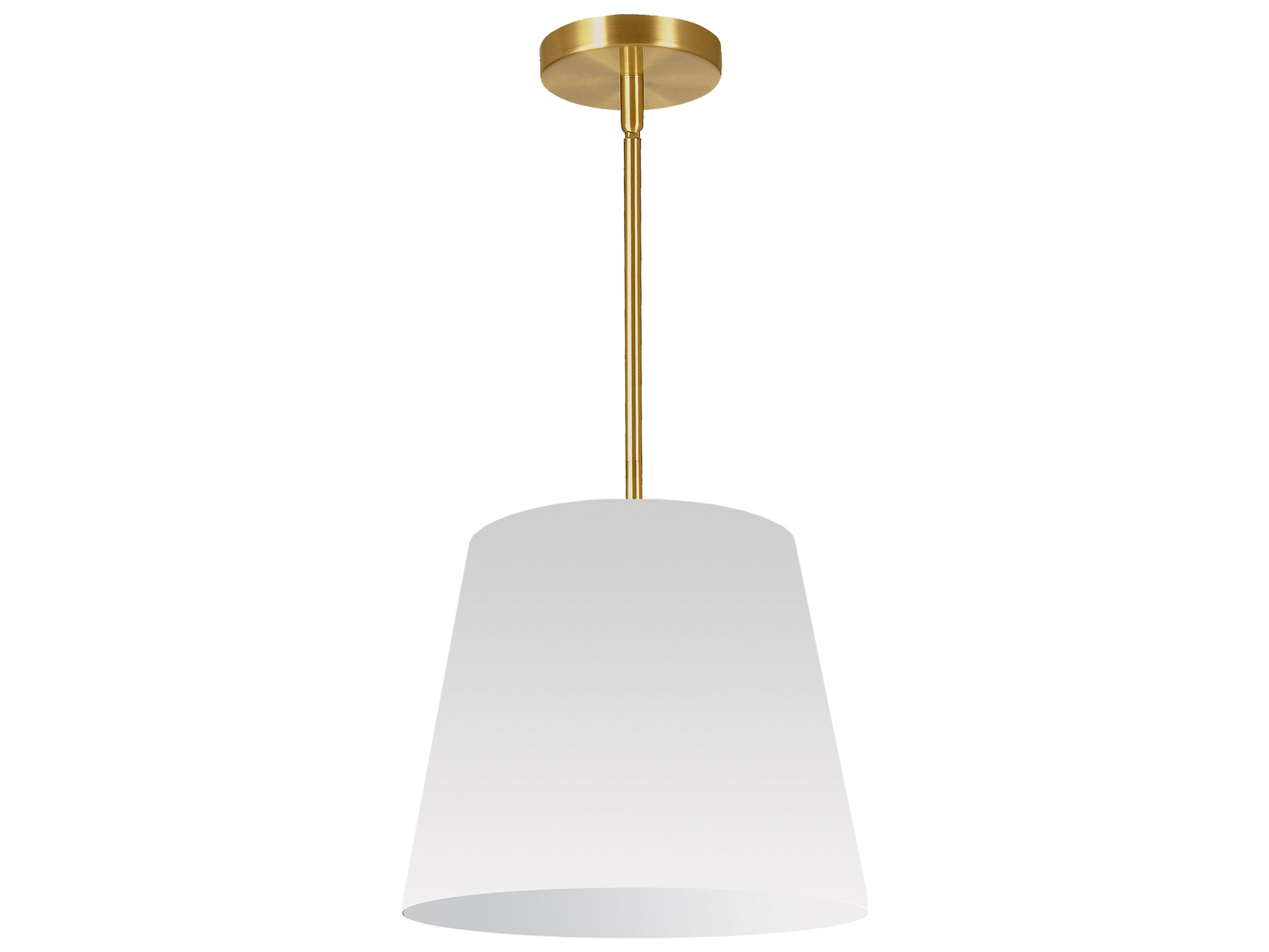 Oversized Drum 1-Light Aged Brass White Pendant