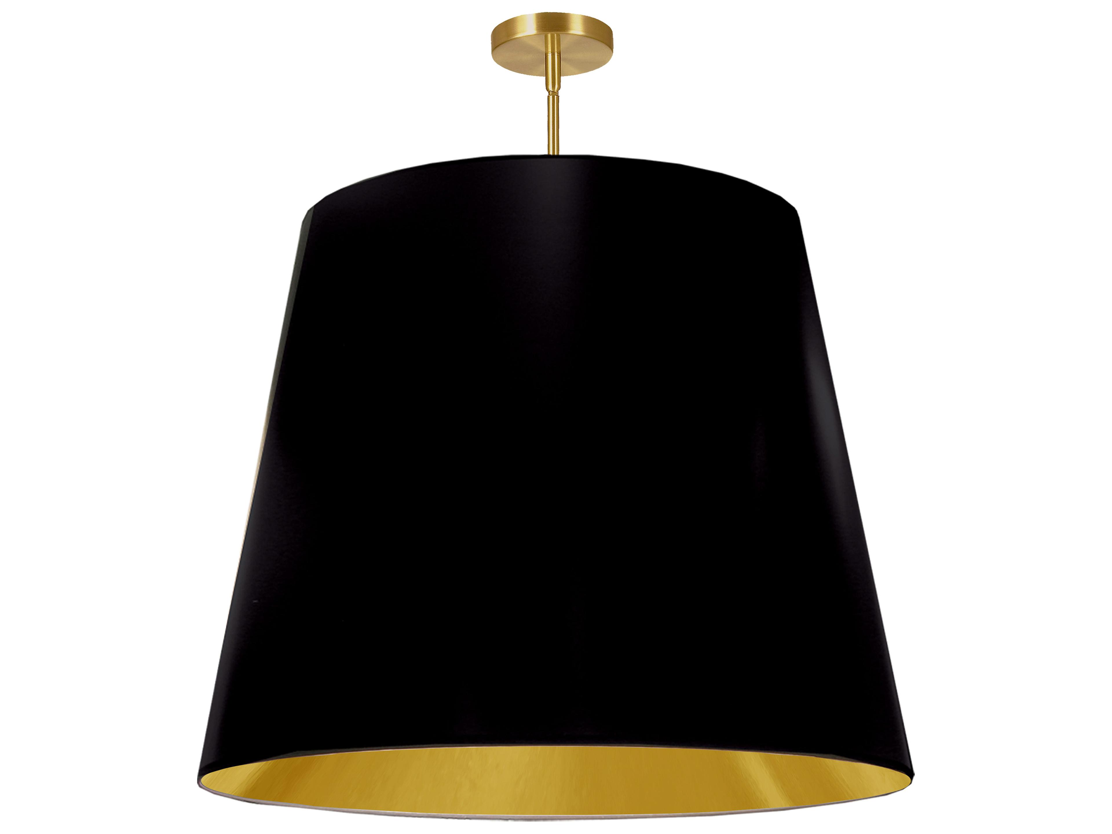 Oversized Drum 1-Light Black Aged Brass Gold Pendant