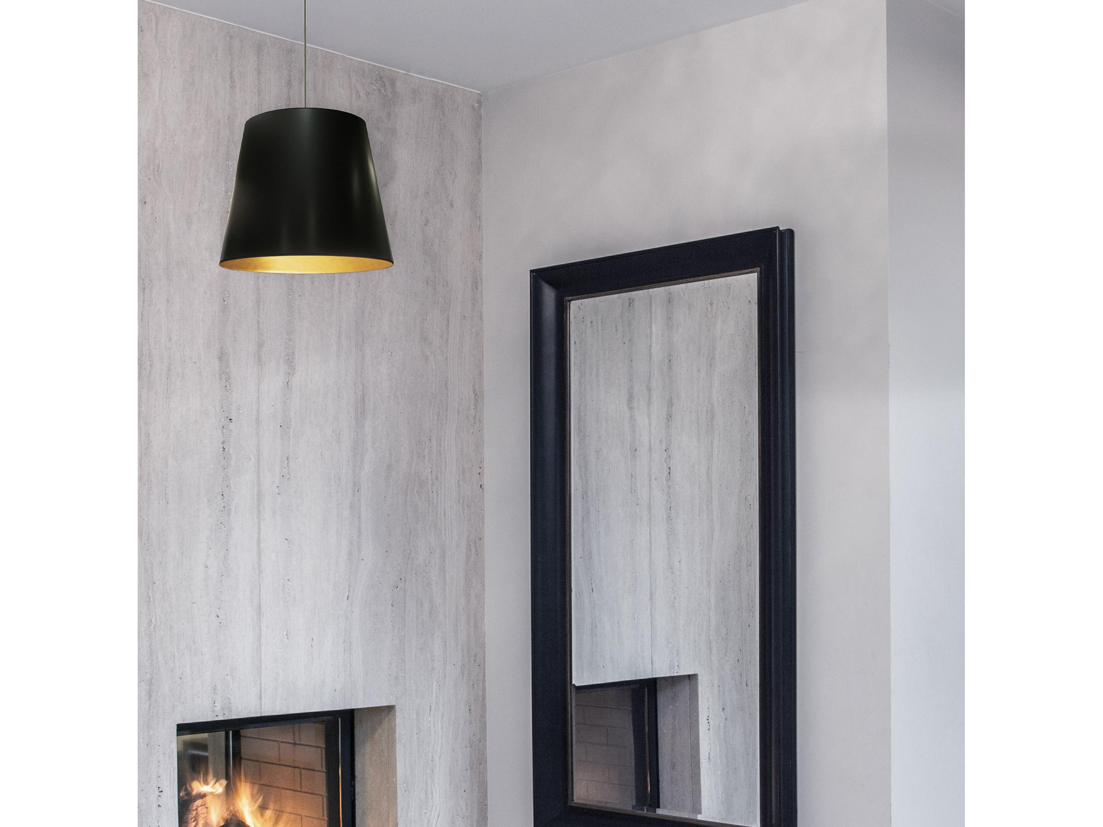 Dainolite Oversized Drum 1-Light Black Gold Pendant