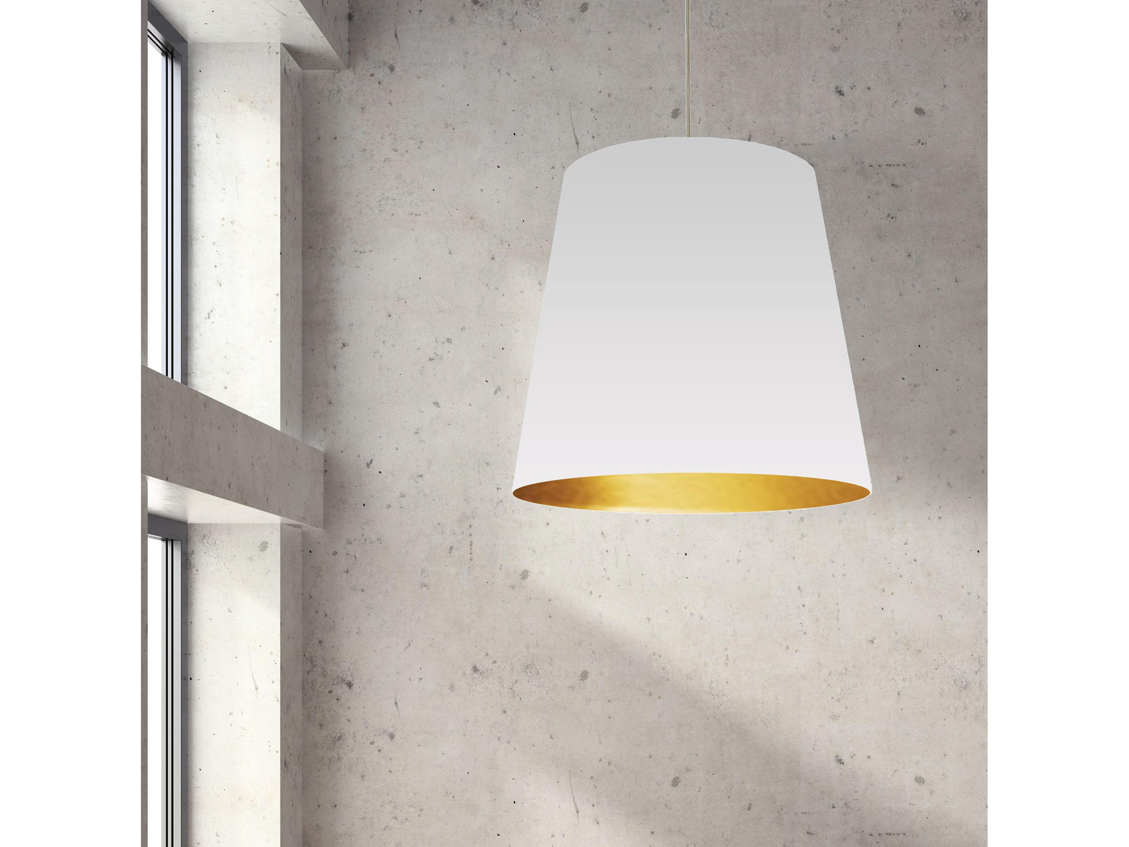 Dainolite Oversized Drum 1-Light Polished Chrome White Pendant