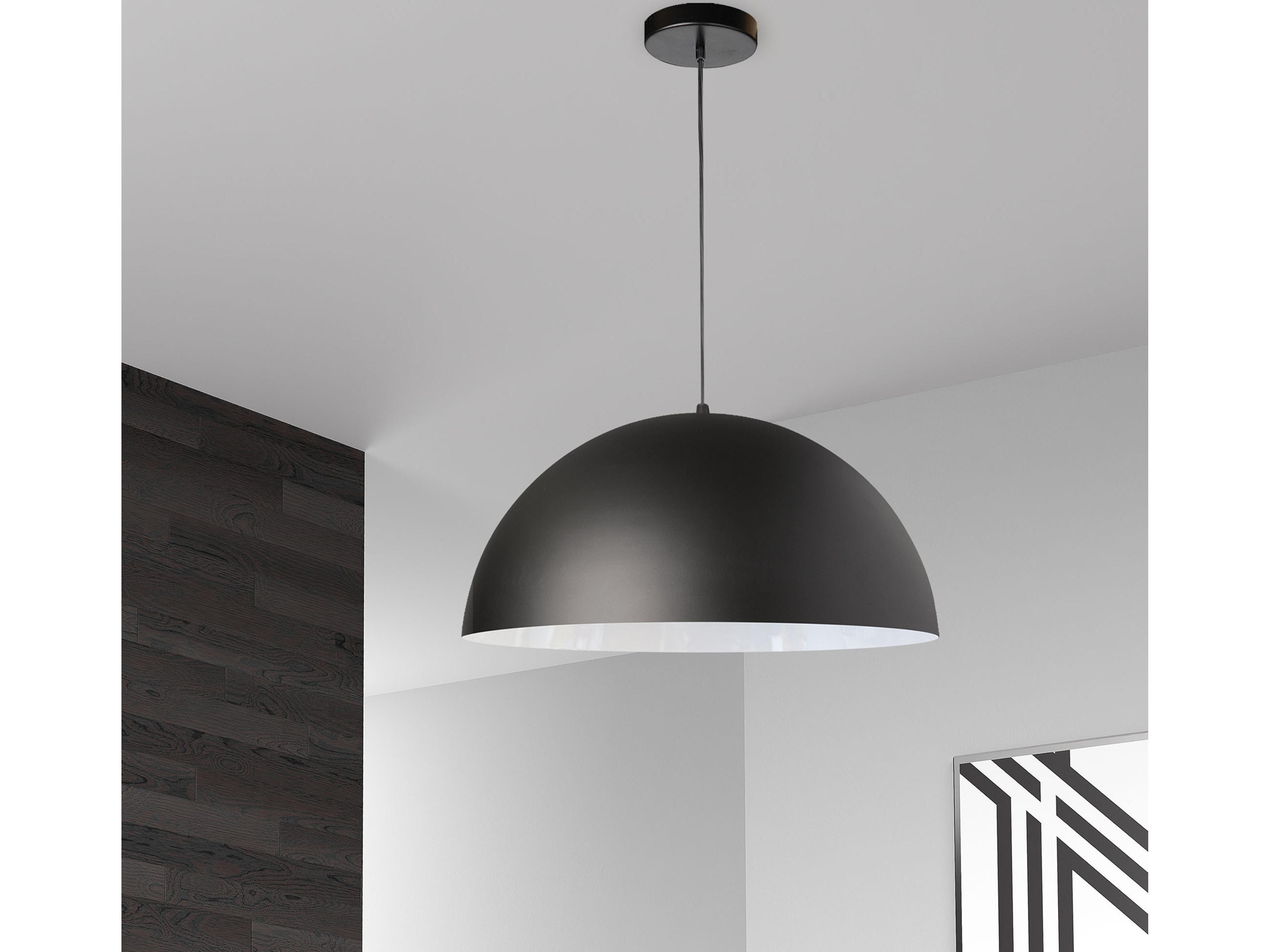 Dainolite Ofelia 1-Light Matte Black White Dome Pendant