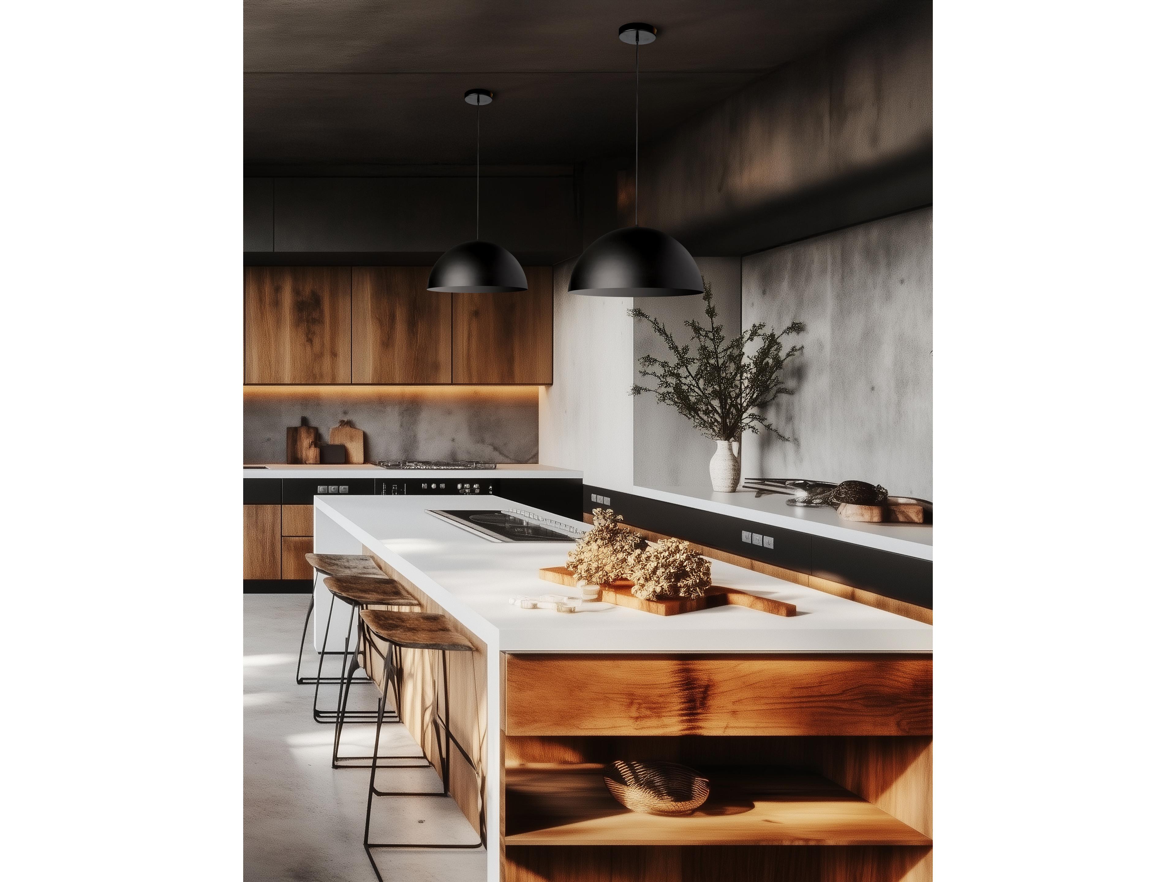 Dainolite Ofelia 1-Light Matte Black Dome Pendant