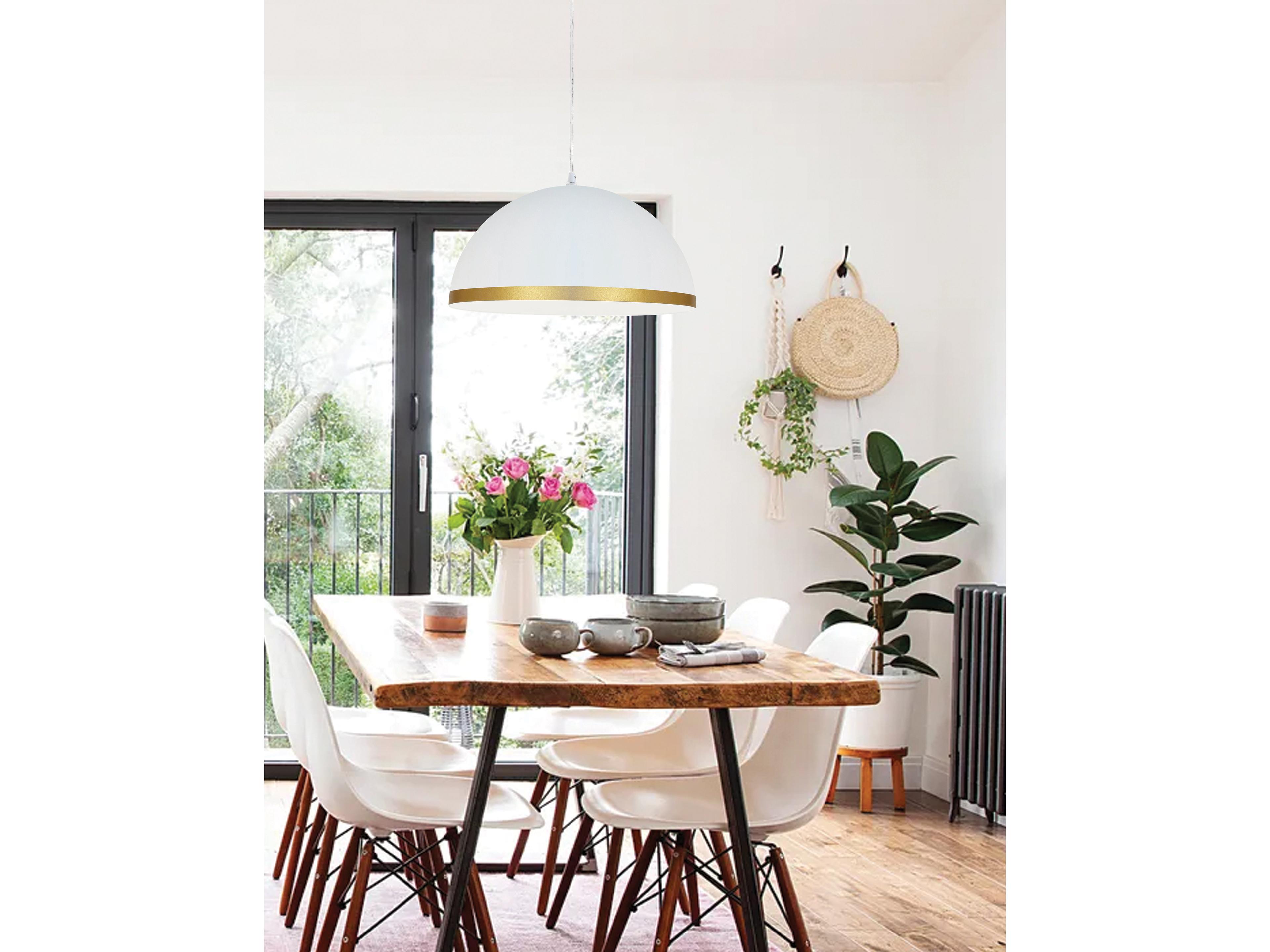 Dainolite Ofelia 1-Light Matte White Gold Dome Pendant