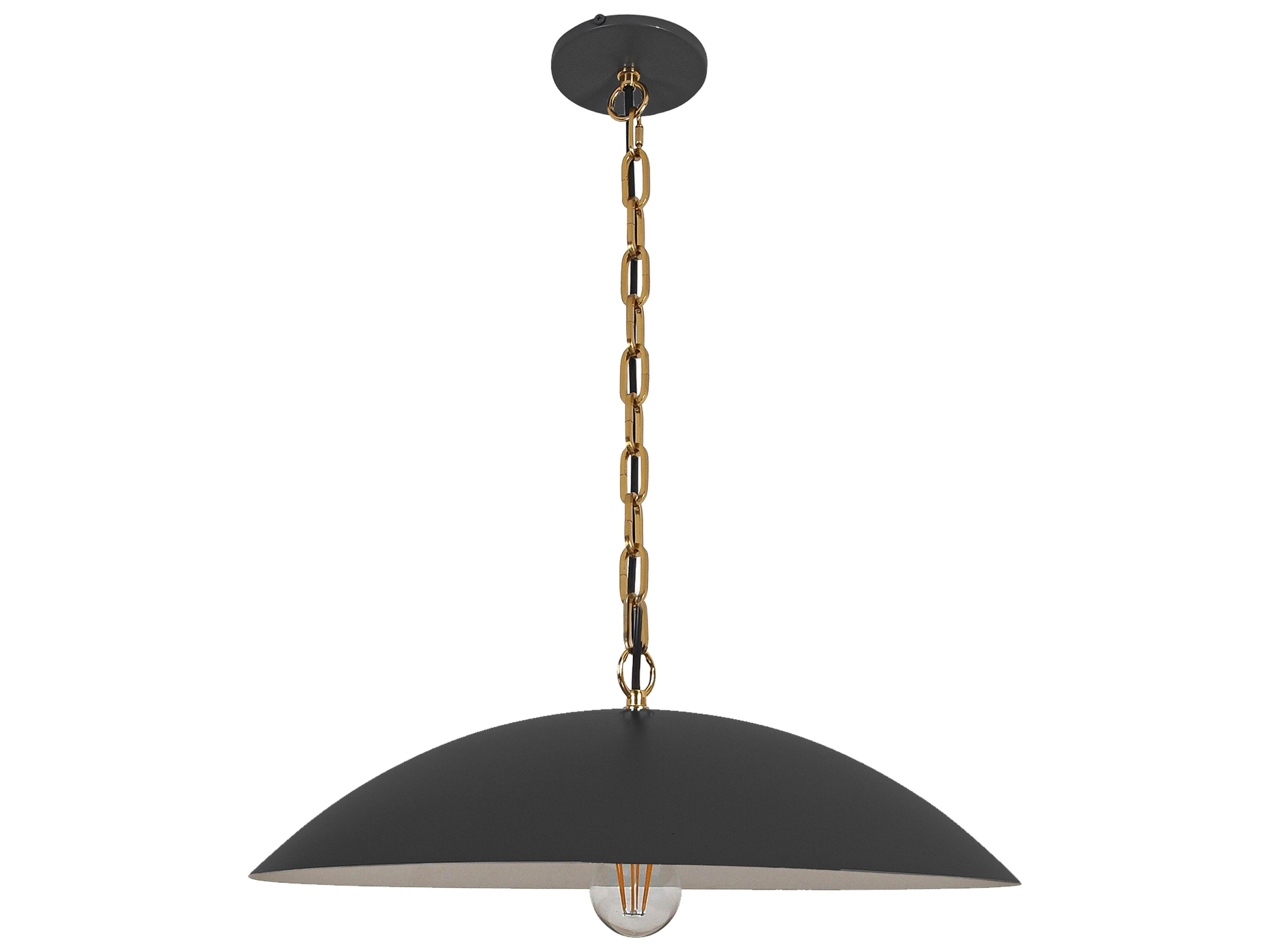 Ofelia 1-Light Matte Black Aged Brass Dome Pendant