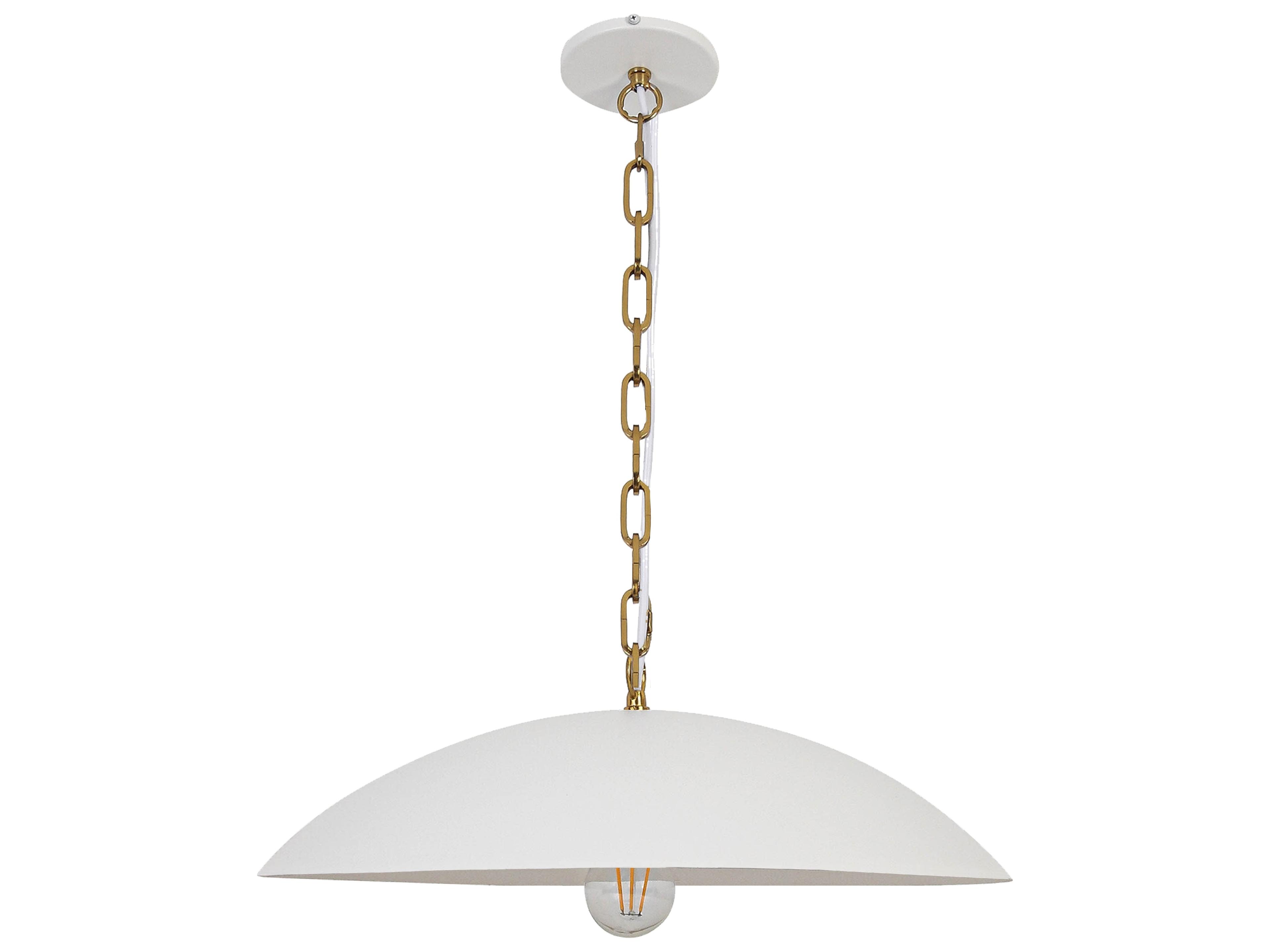 Ofelia 1-Light Matte White Aged Brass Dome Pendant