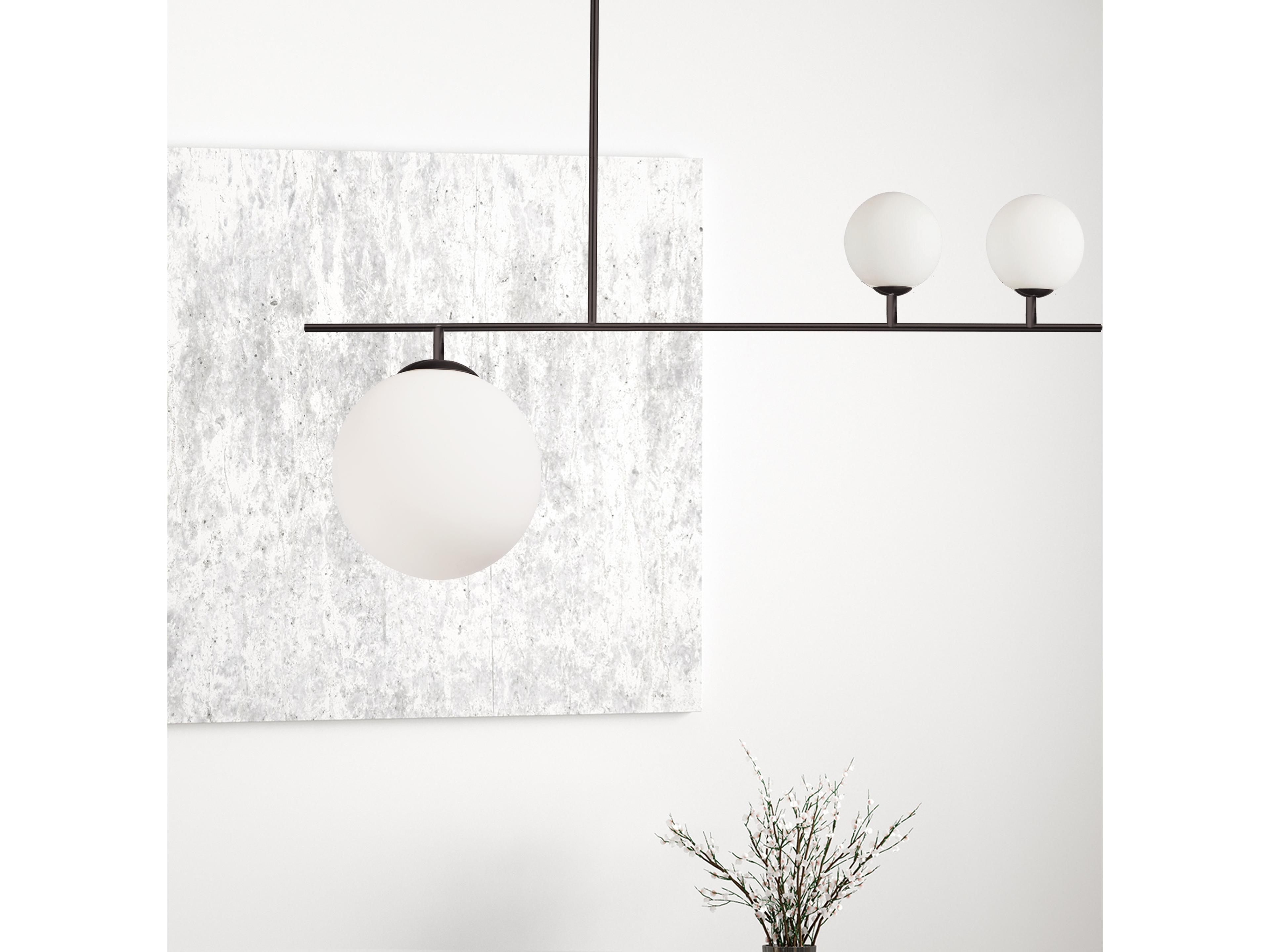 Dainolite Orion 3-Light Matte Black Globe Linear Island Pendant