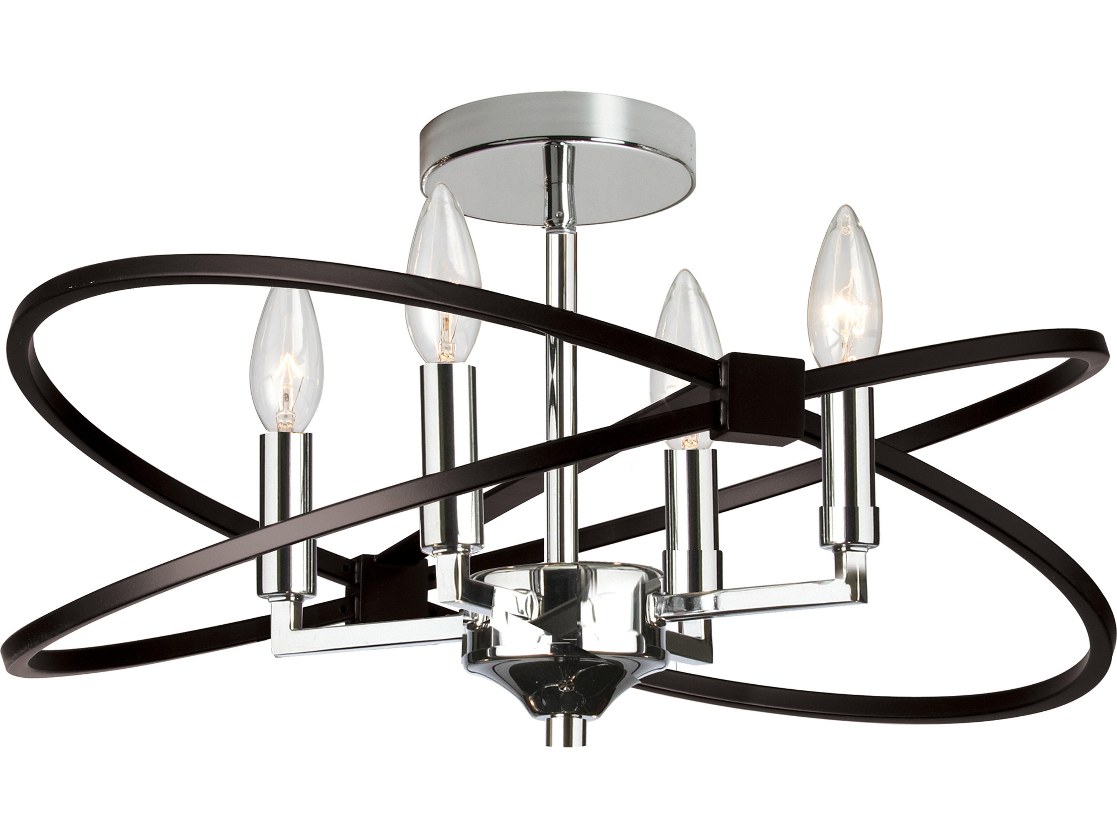 Paloma 4-Light Polished Chrome Matte Black Semi Flush Mount